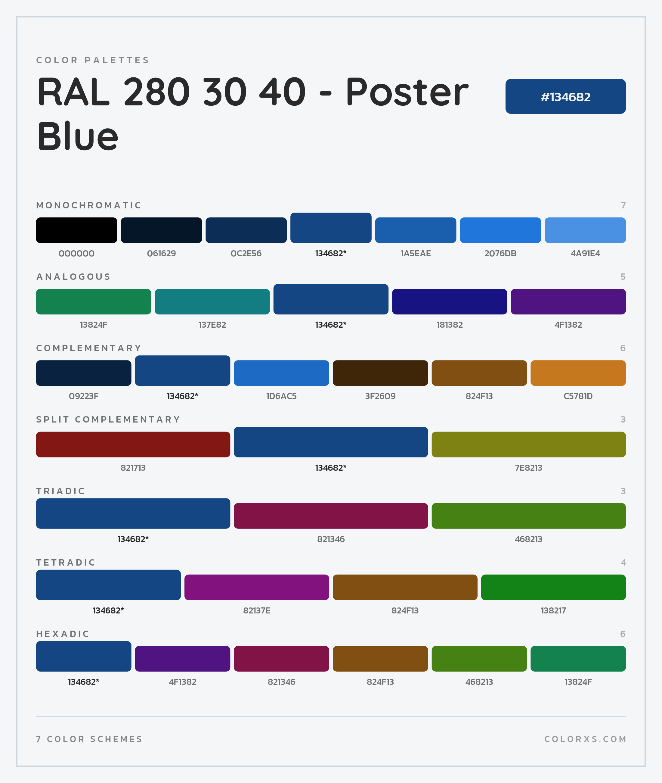 RAL 280 30 40 - Poster Blue Color Scheme Palettes