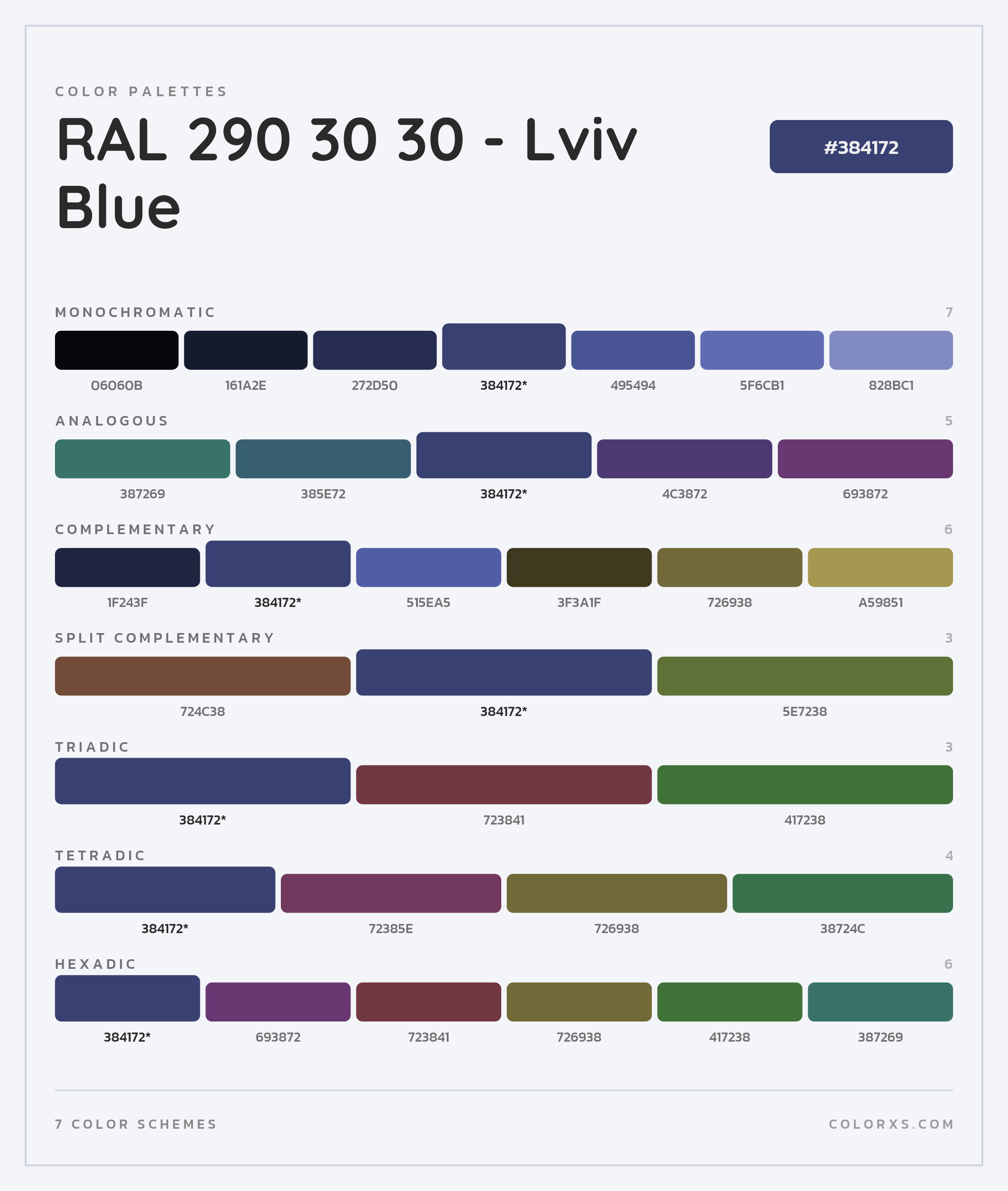RAL 290 30 30 - Lviv Blue Color Scheme Palettes