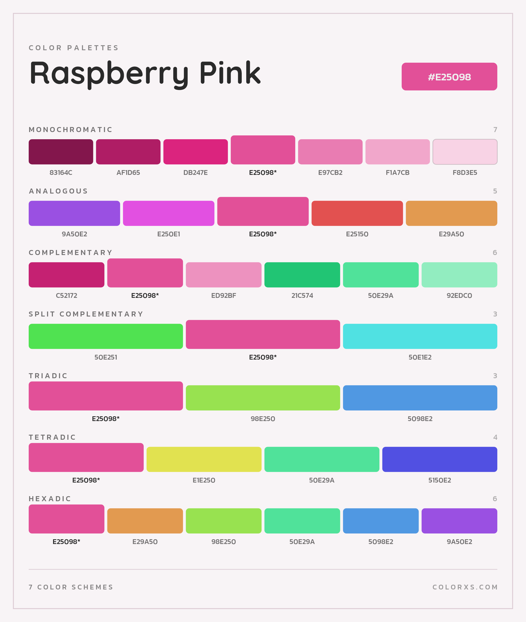 Raspberry Pink Color Scheme Palettes