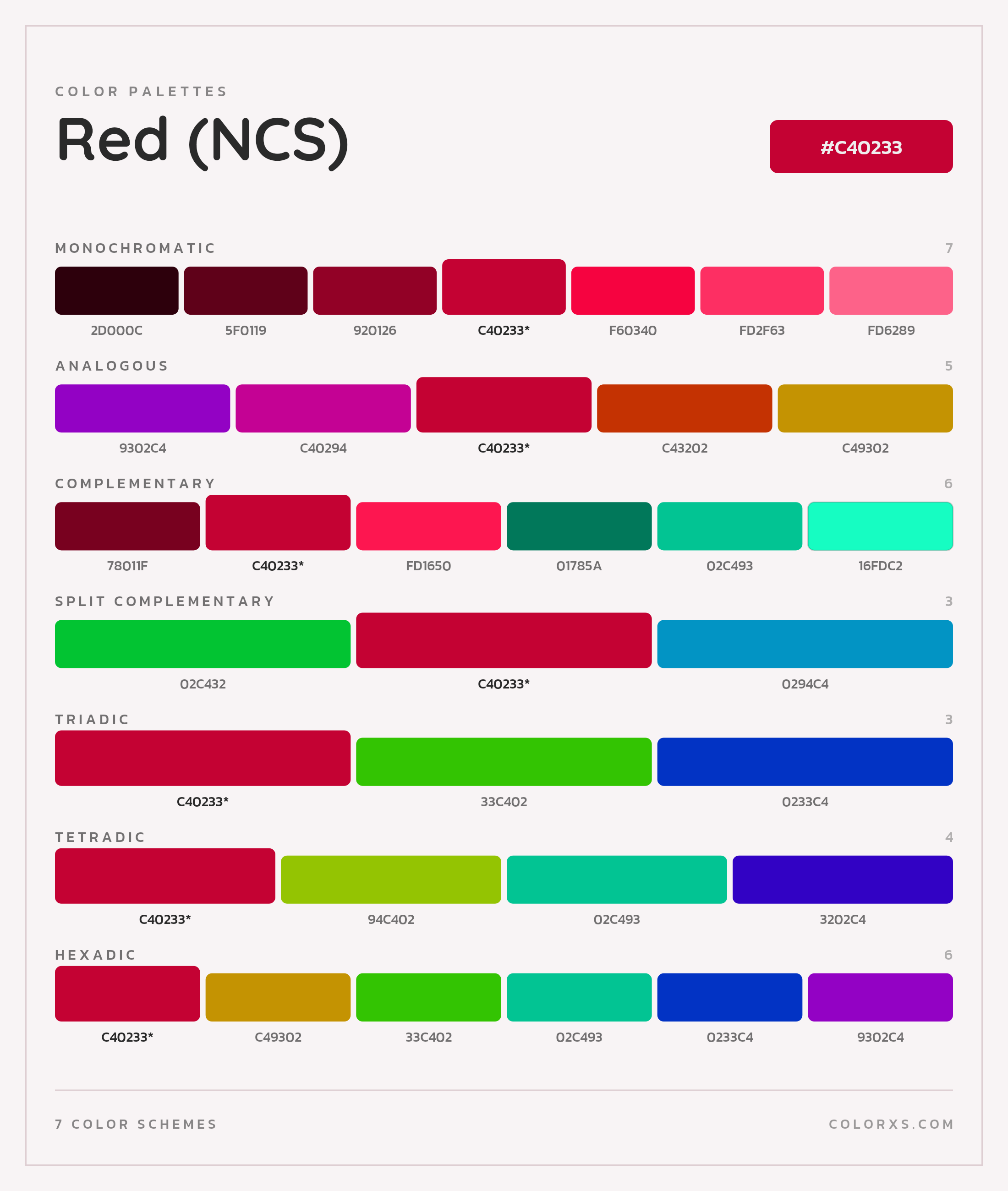 Red (NCS) Color Scheme Palettes