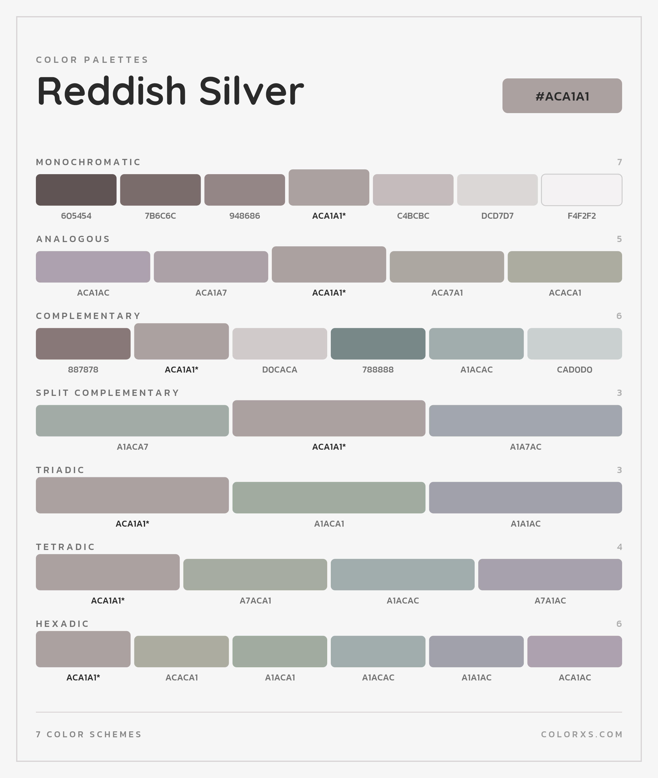 Reddish Silver Color Scheme Palettes