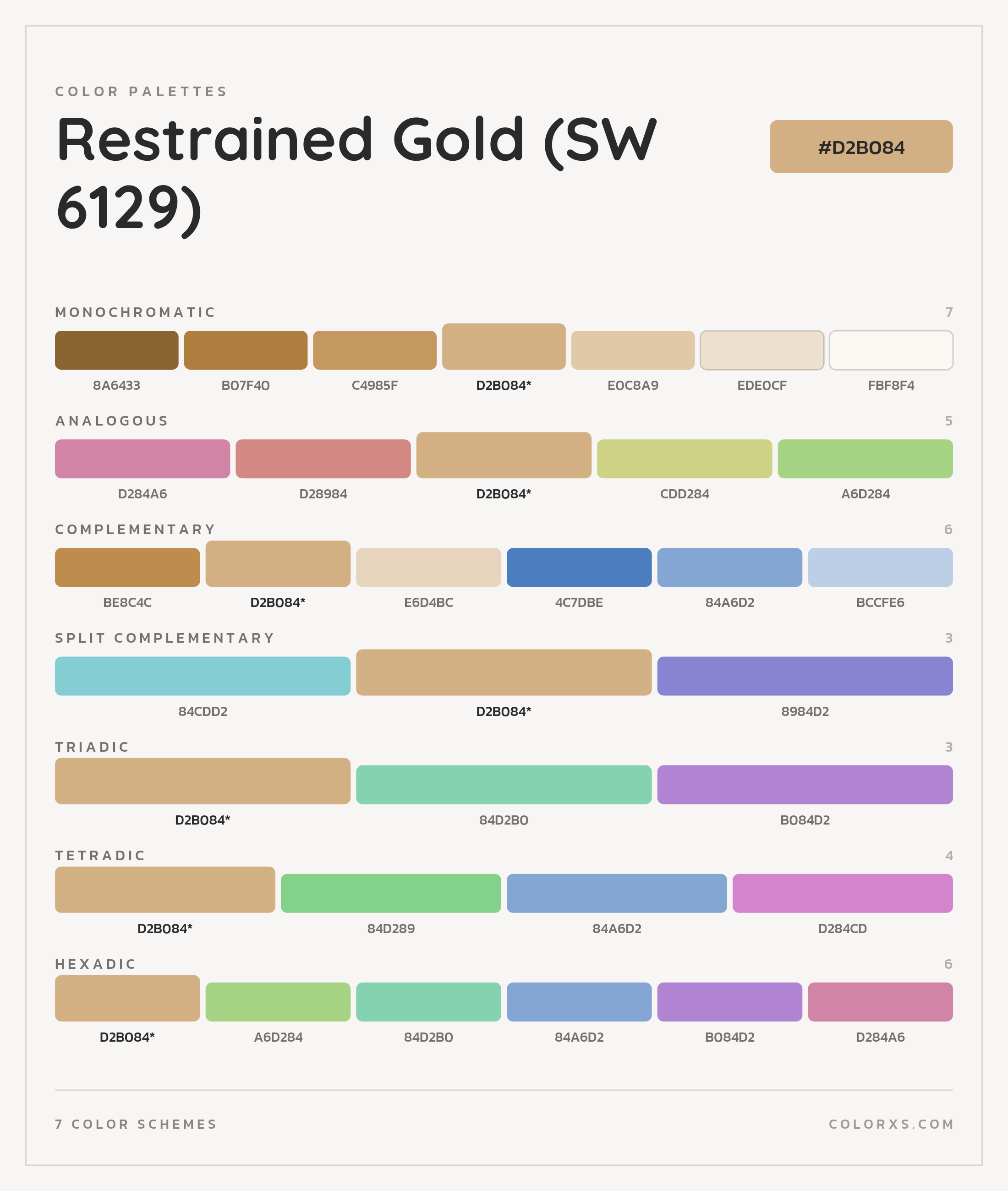 Restrained Gold (SW 6129) Color Scheme Palettes