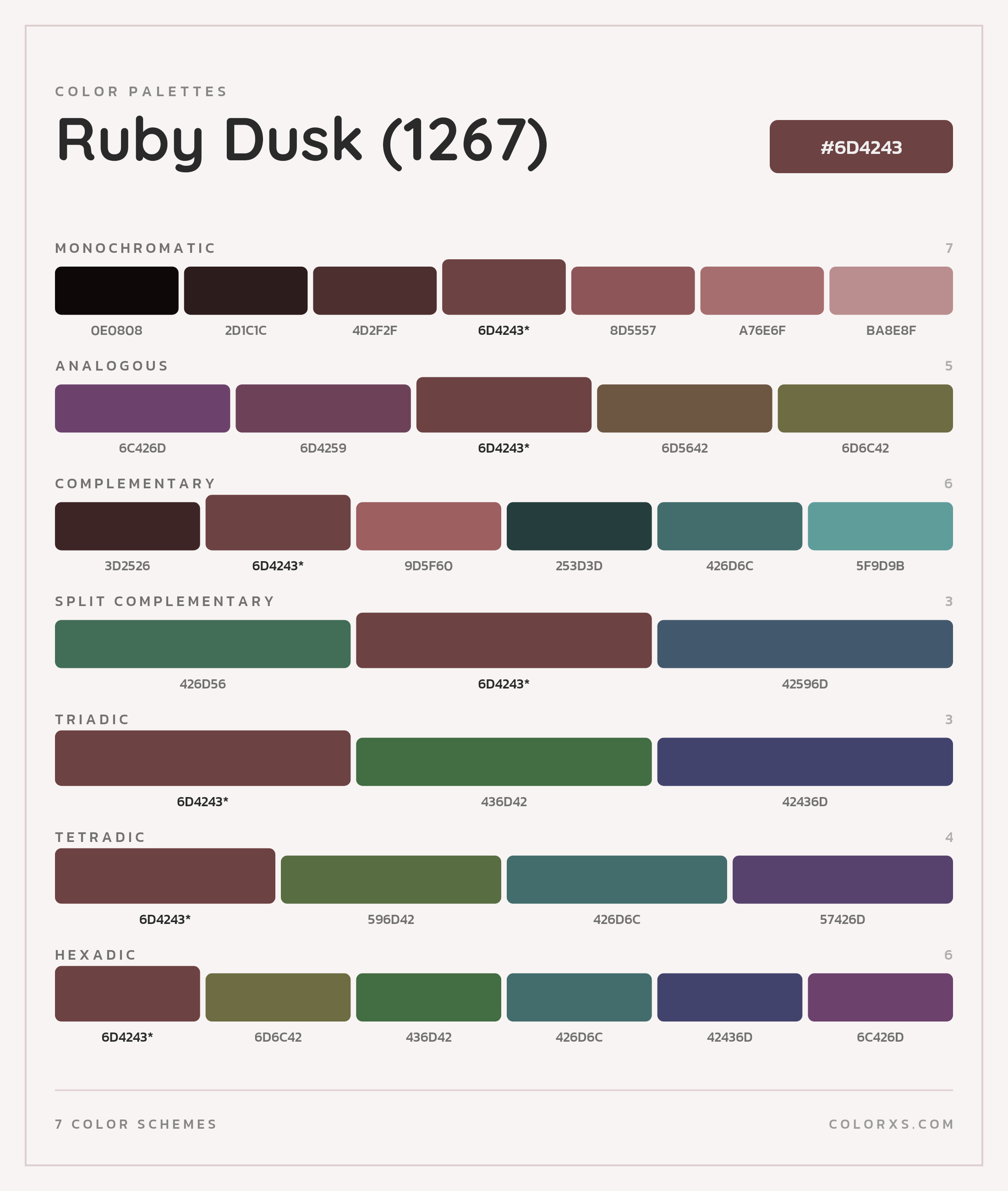 Ruby Dusk (1267) Color Scheme Palettes
