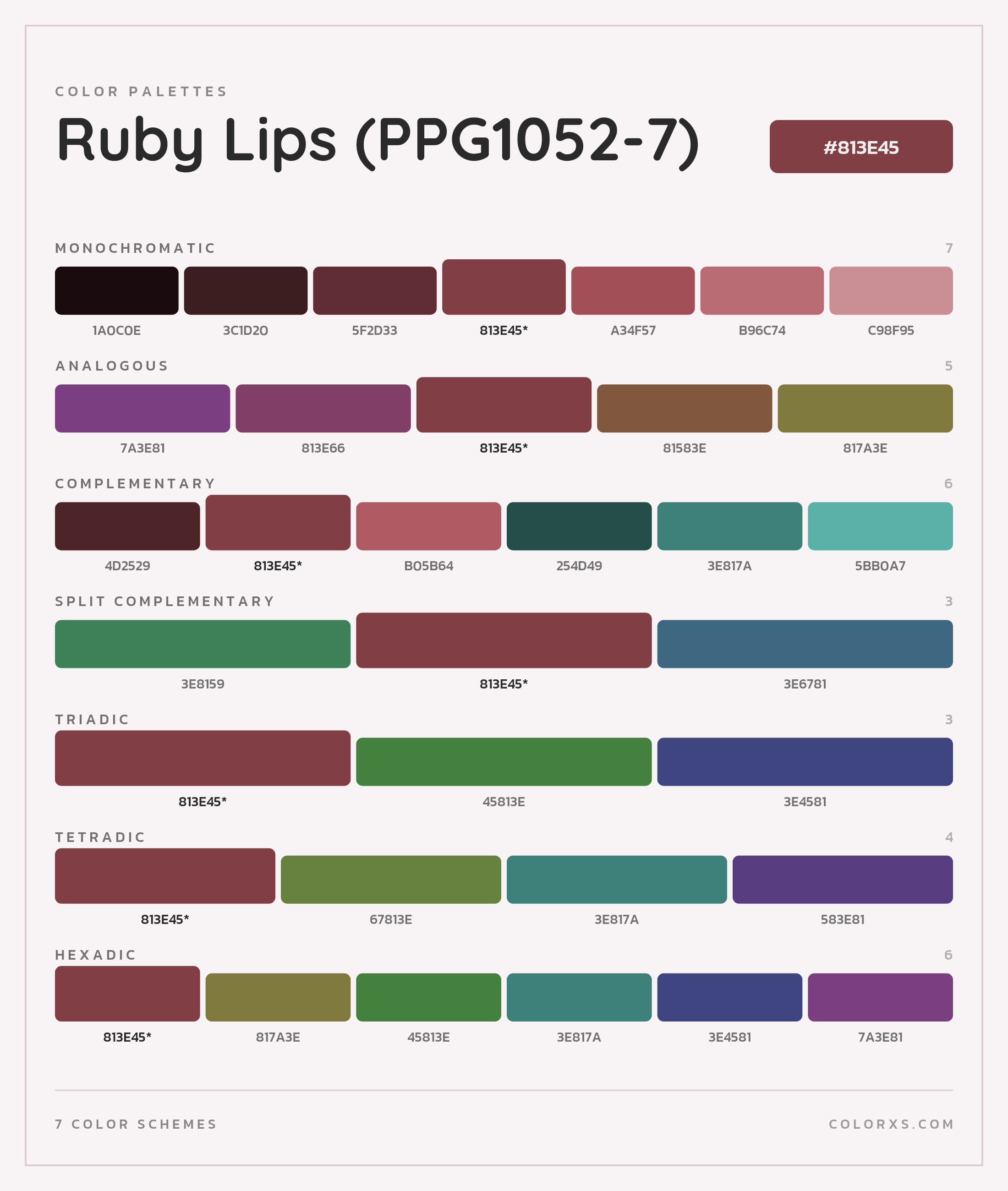 Ruby Lips (PPG1052-7) Color Scheme Palettes