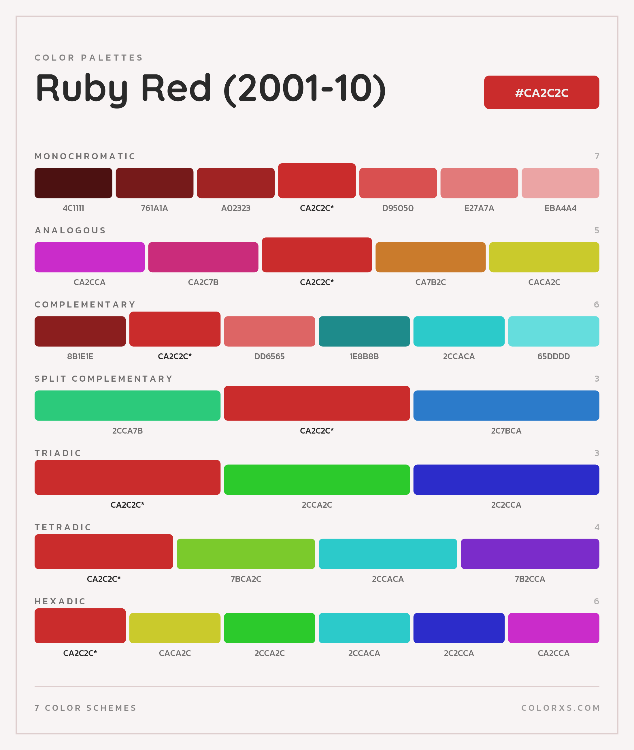 Ruby Red (2001-10) Color Scheme Palettes