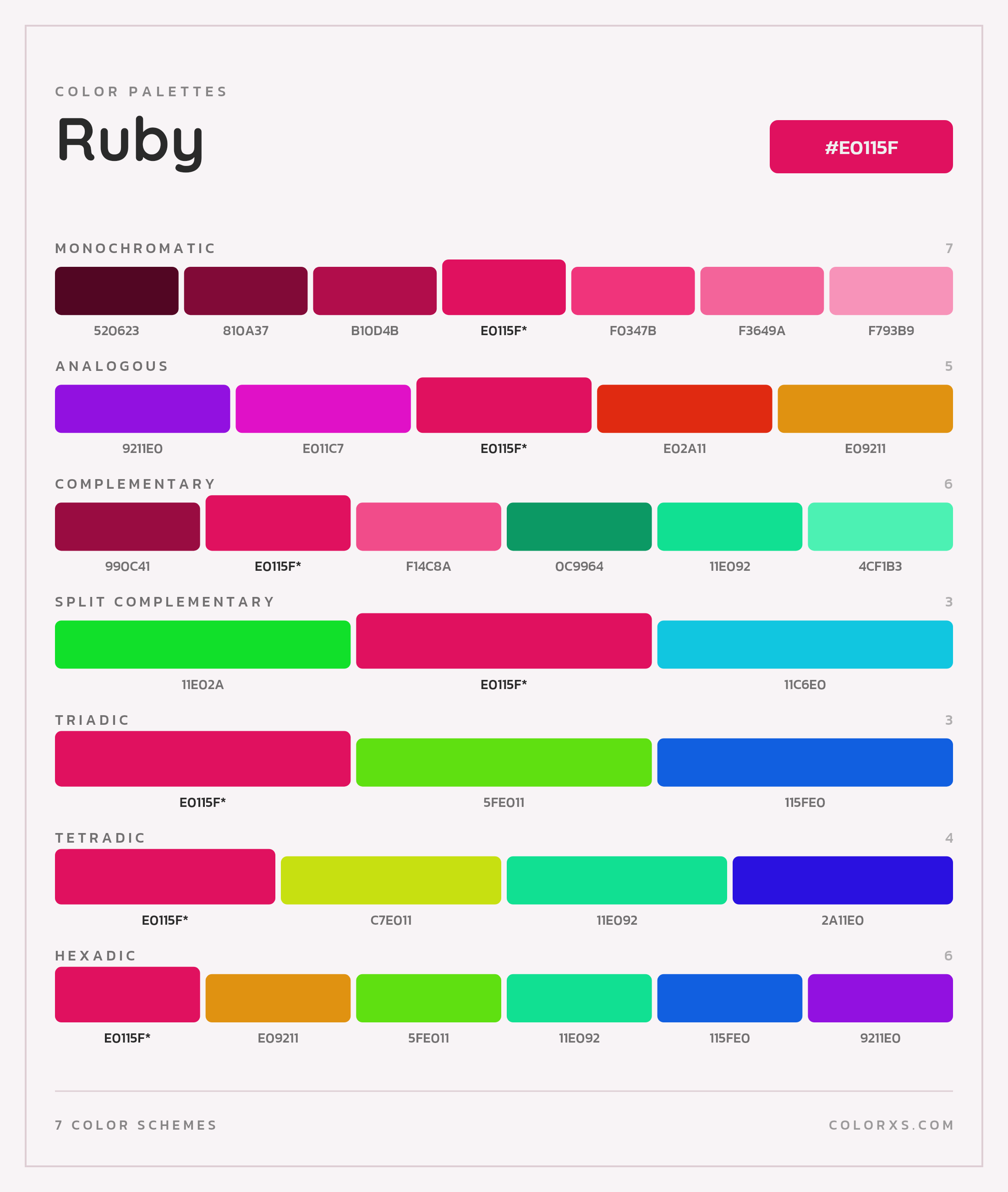 Ruby Color Scheme Palettes