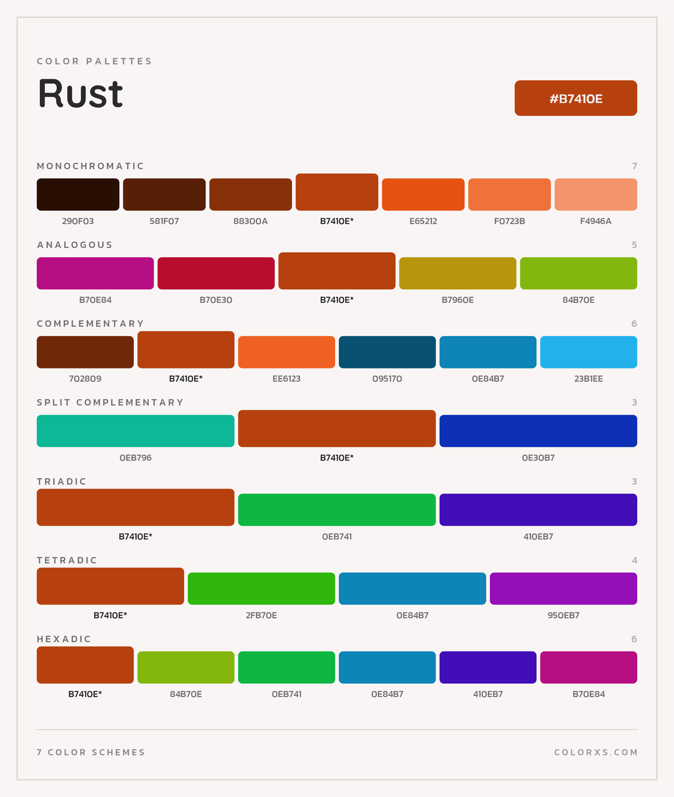 Rust Color Scheme Palettes