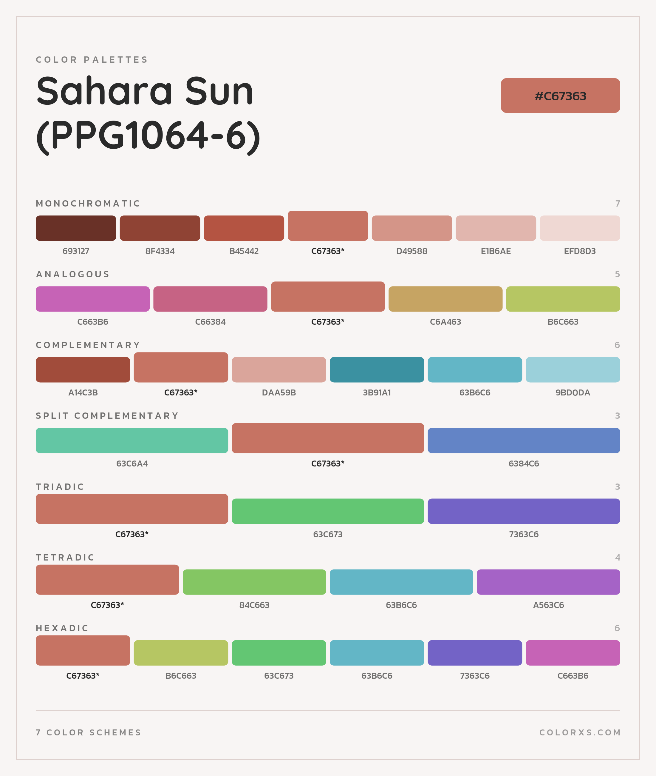 Sahara Sun (PPG1064-6) Color Scheme Palettes