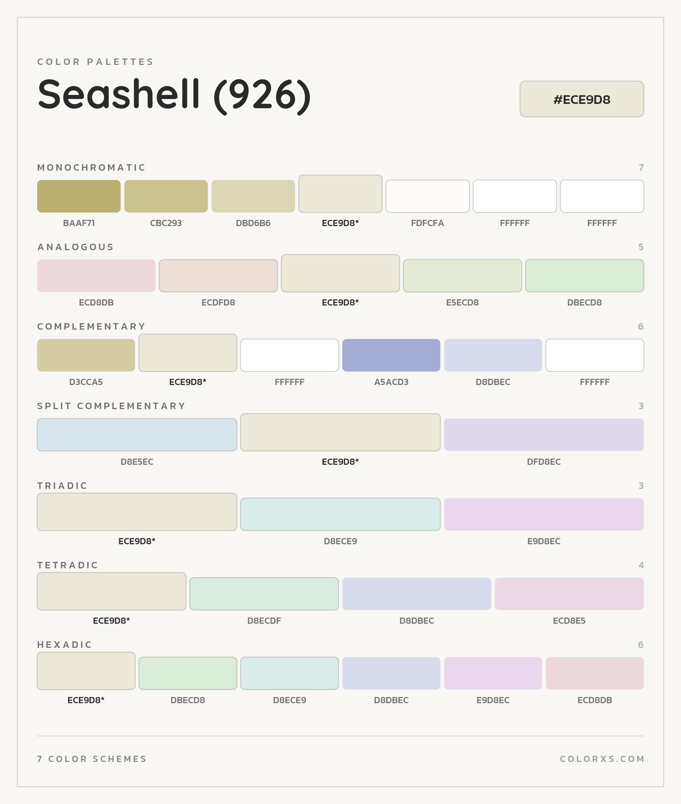 Seashell (926) Color Scheme Palettes