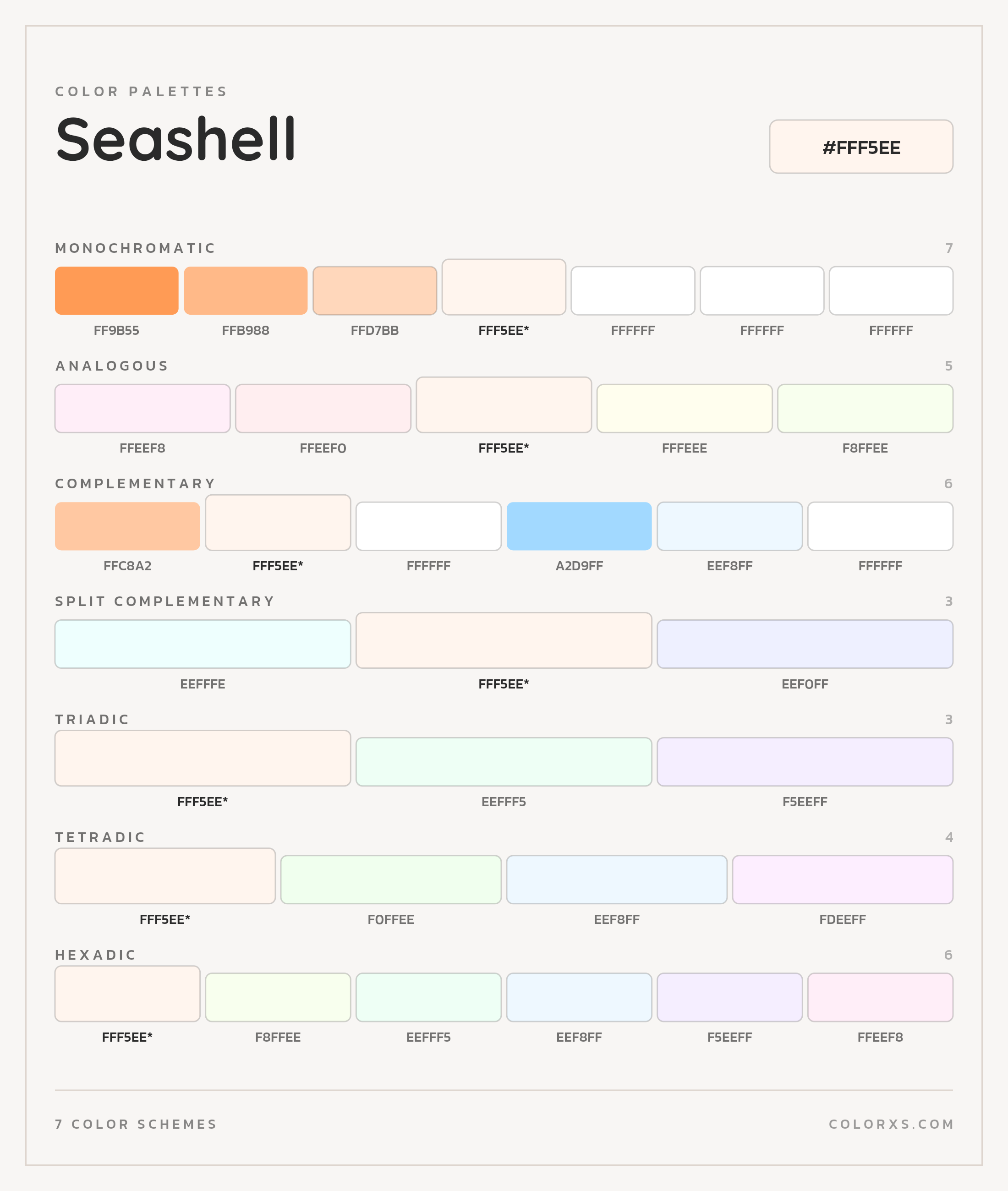 Seashell Color Scheme Palettes