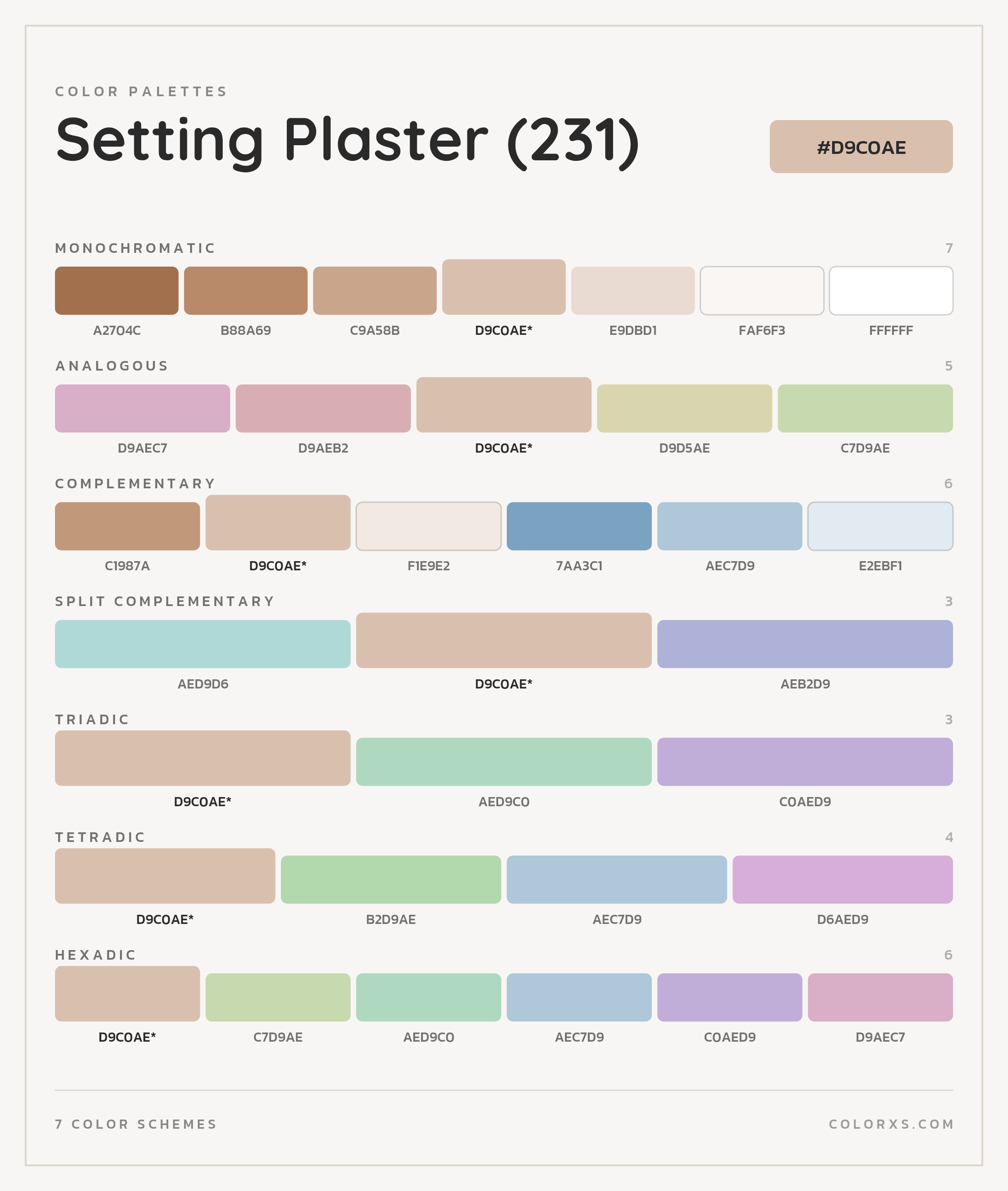 Setting Plaster (231) Color Scheme Palettes
