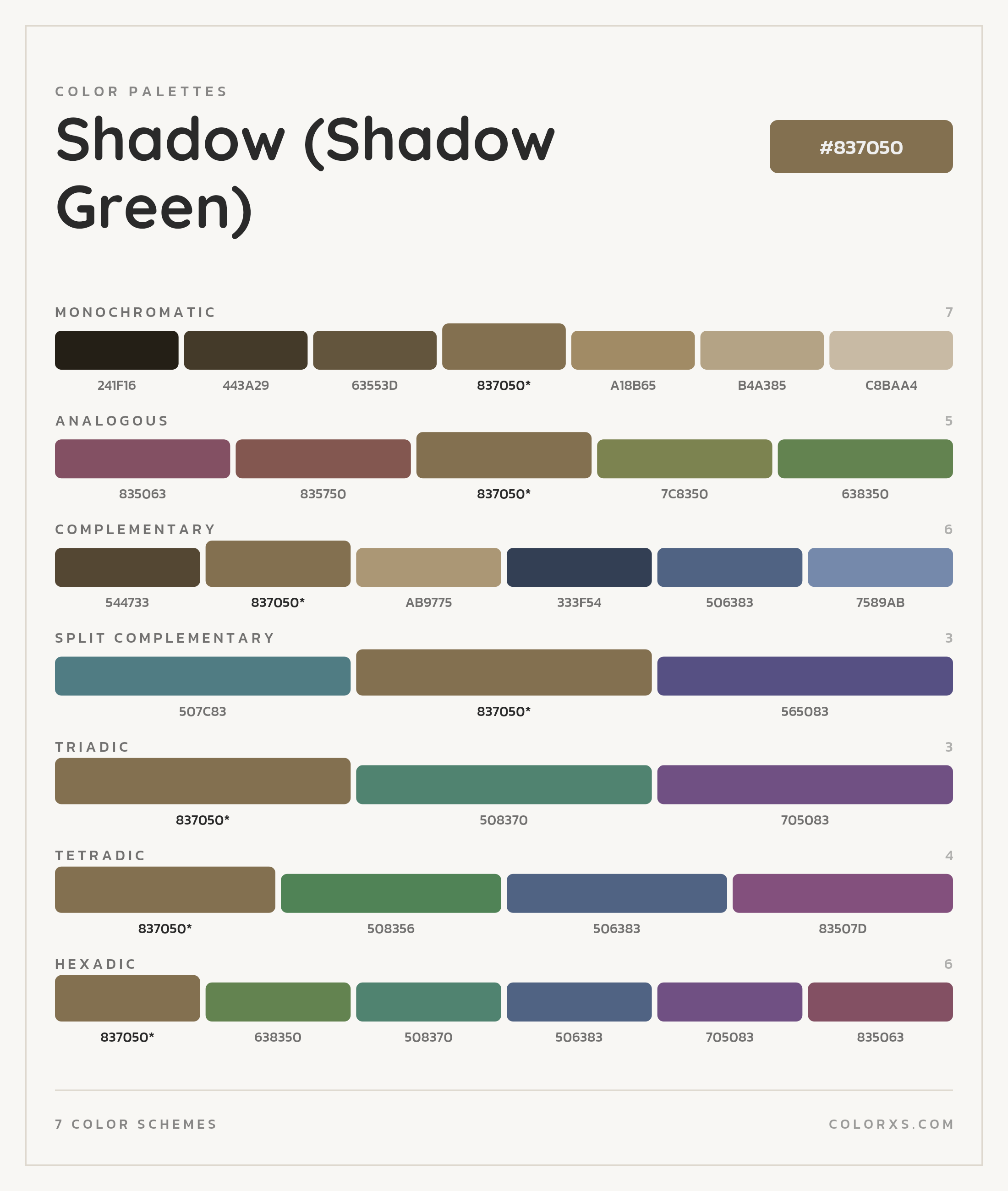 Shadow (Shadow Green) Color Scheme Palettes