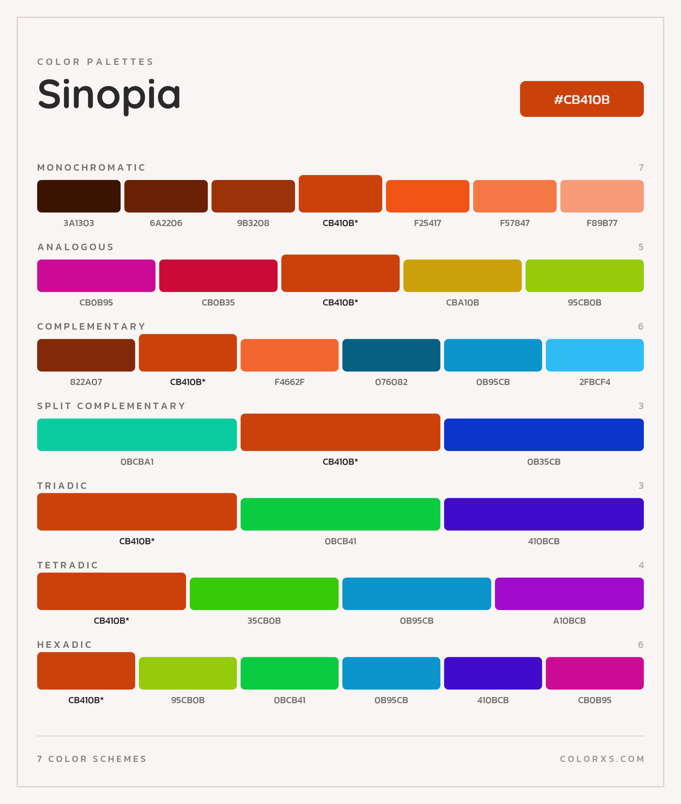 Sinopia Color Scheme Palettes