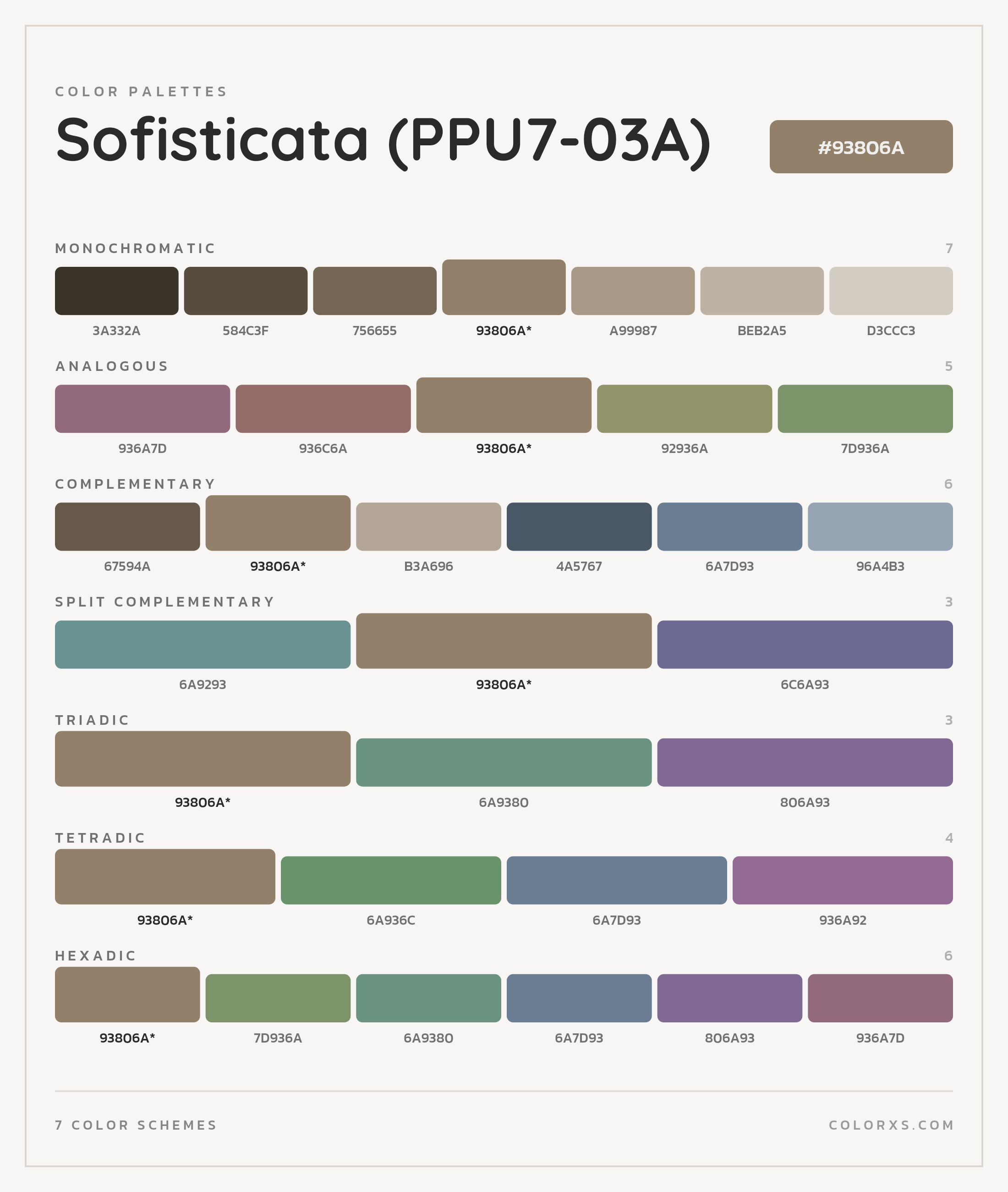 Sofisticata (PPU7-03A) Color Scheme Palettes