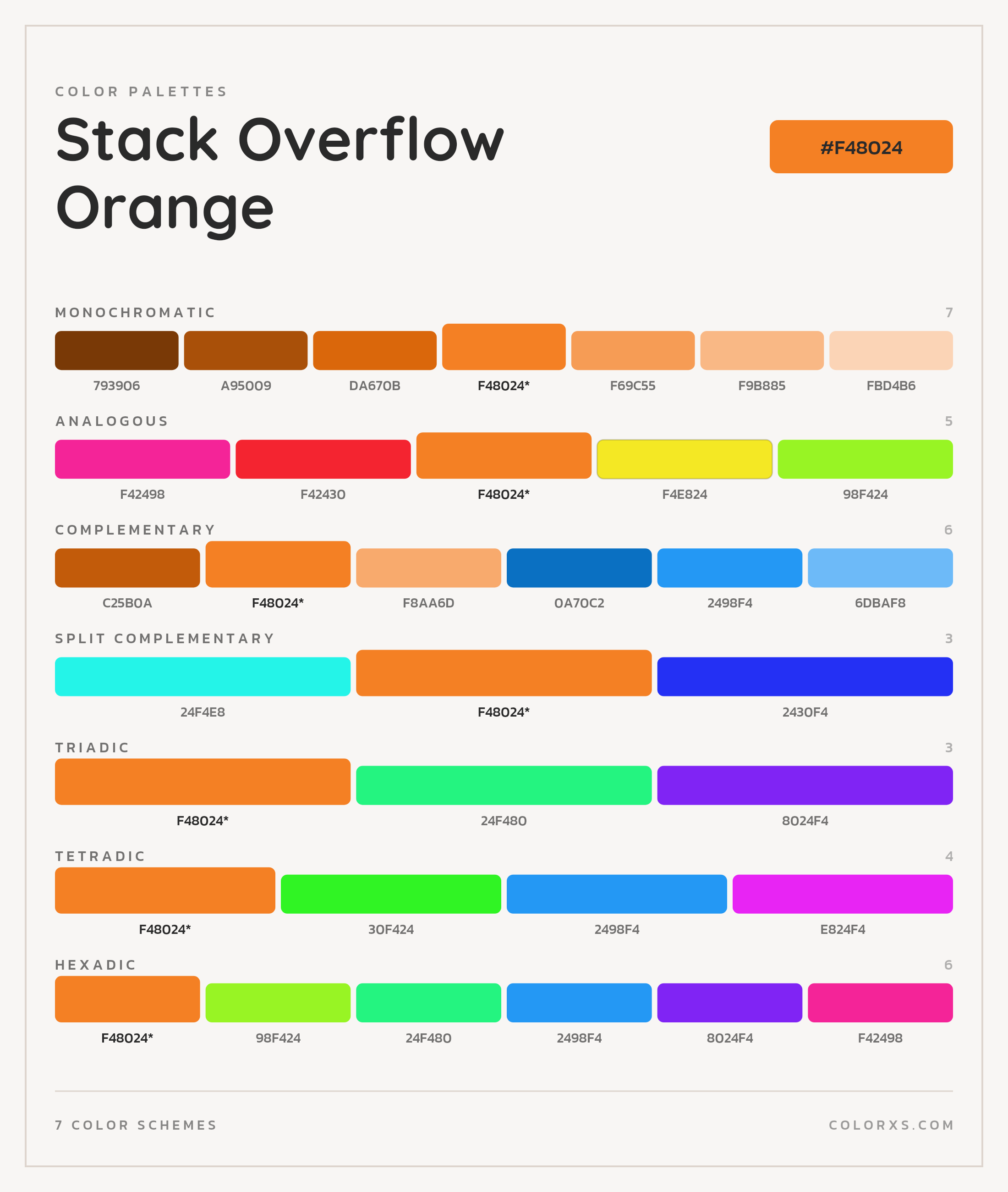 Stack Overflow Orange Color Scheme Palettes