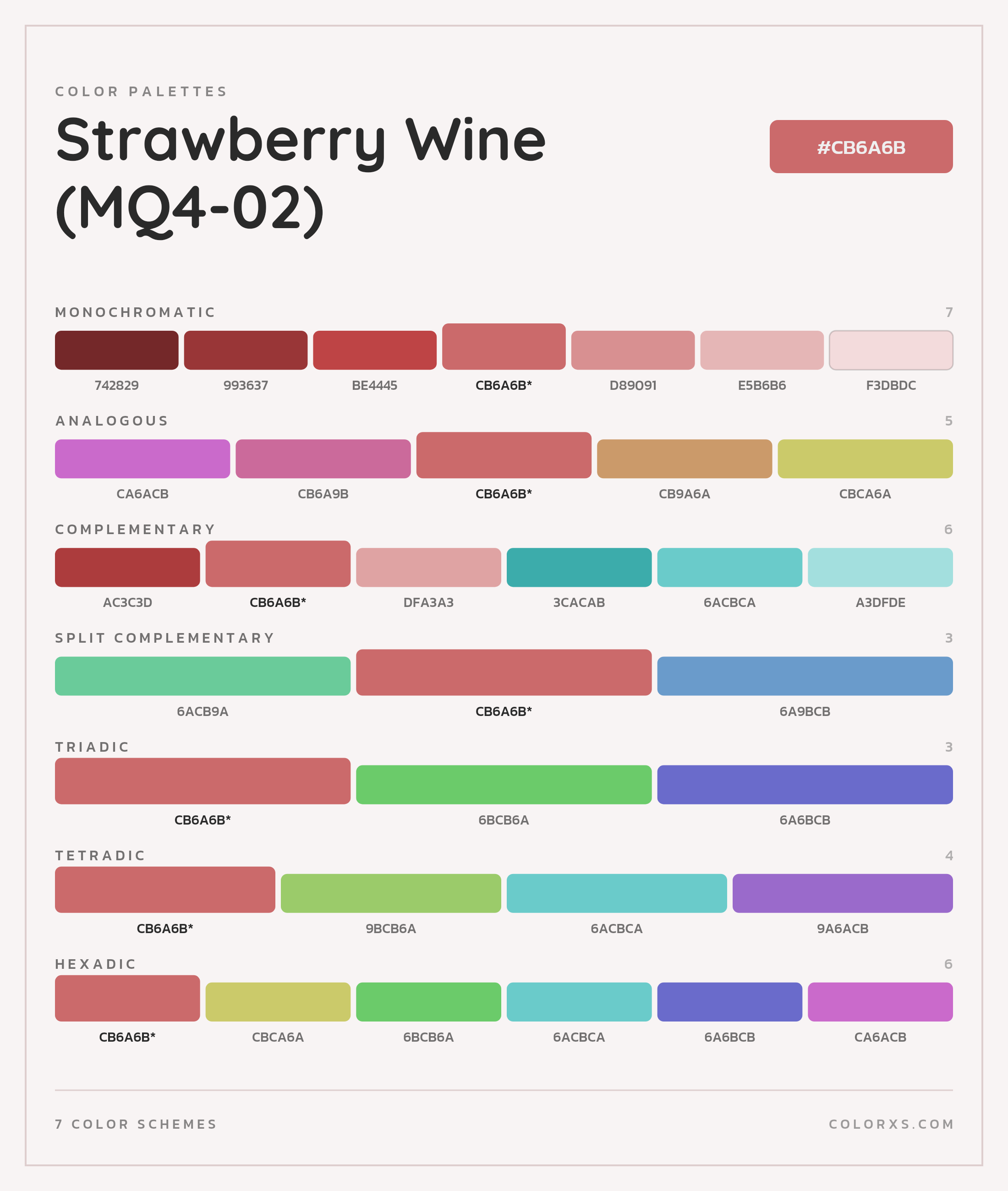 Strawberry Wine (MQ4-02) Color Scheme Palettes