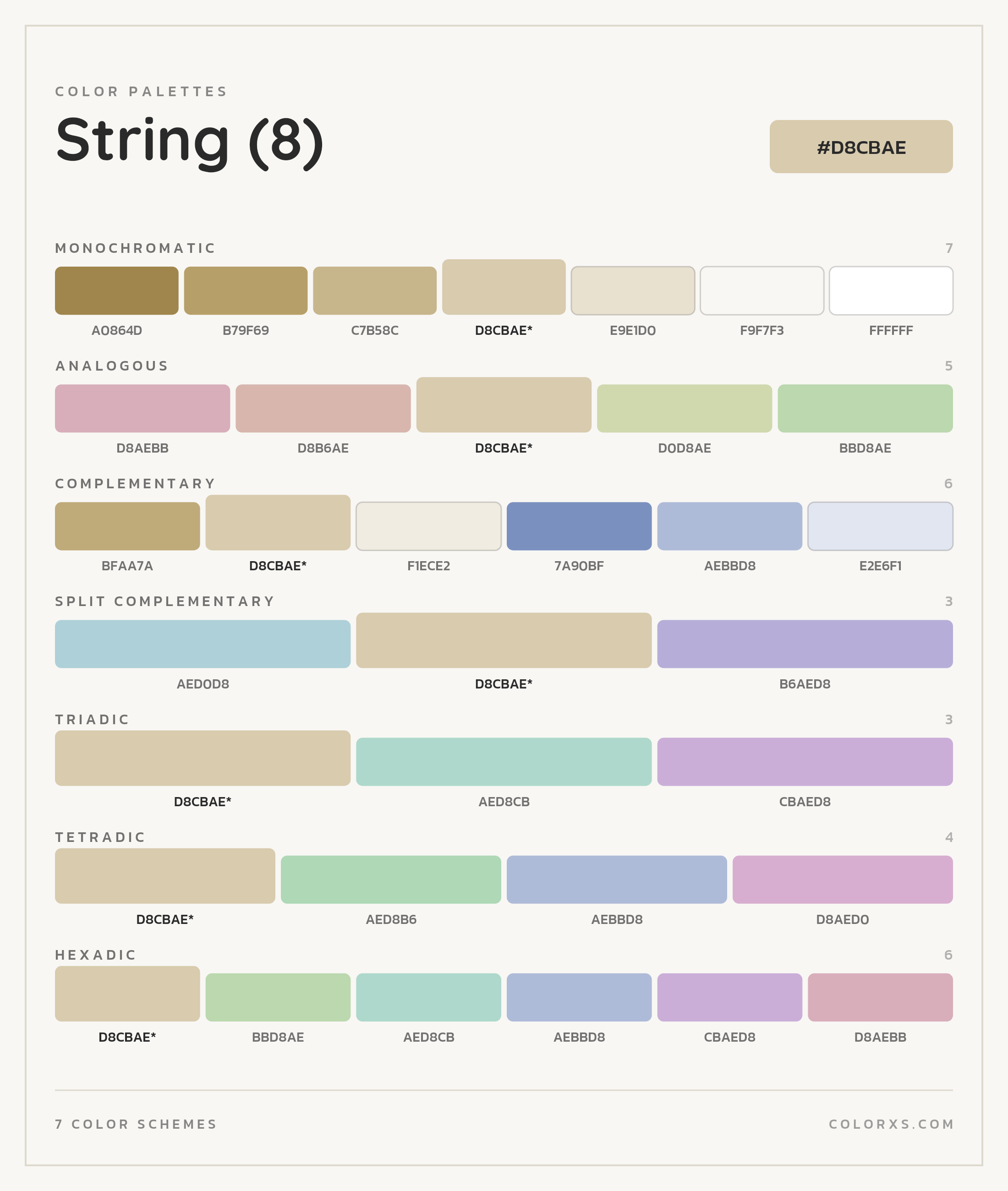 String (8) Color Scheme Palettes