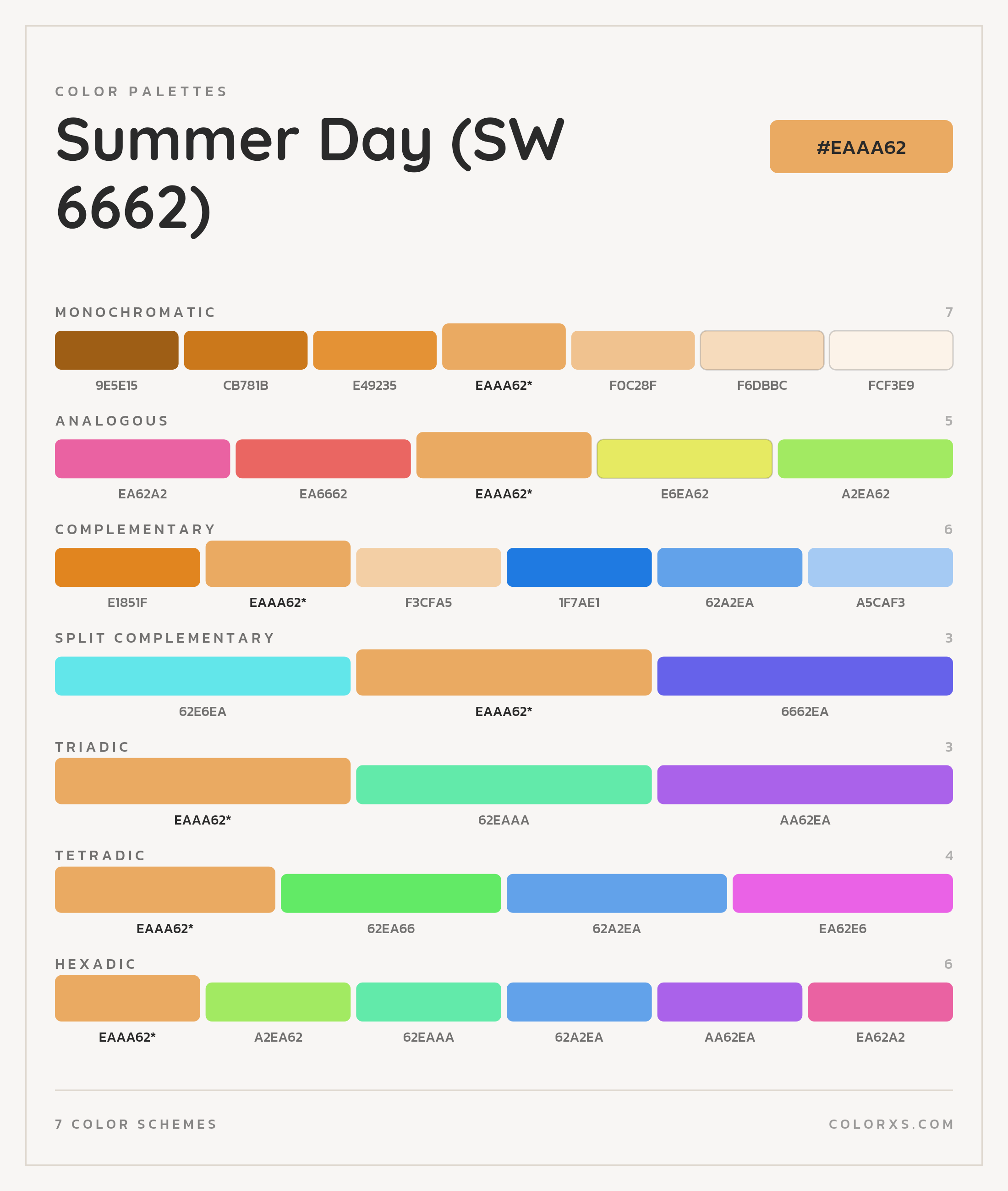 Summer Day (SW 6662) Color Scheme Palettes