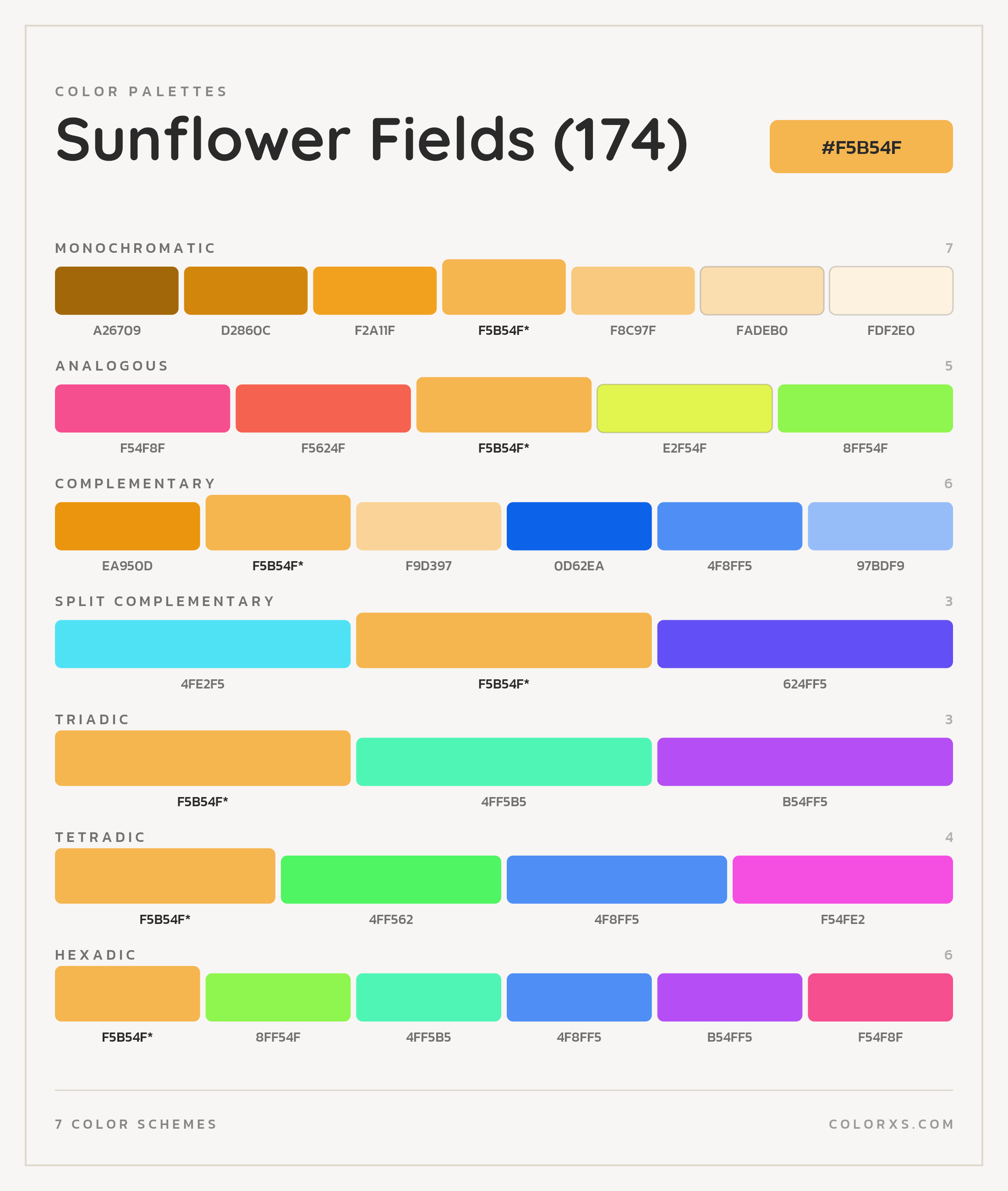 Sunflower Fields (174) Color Scheme Palettes