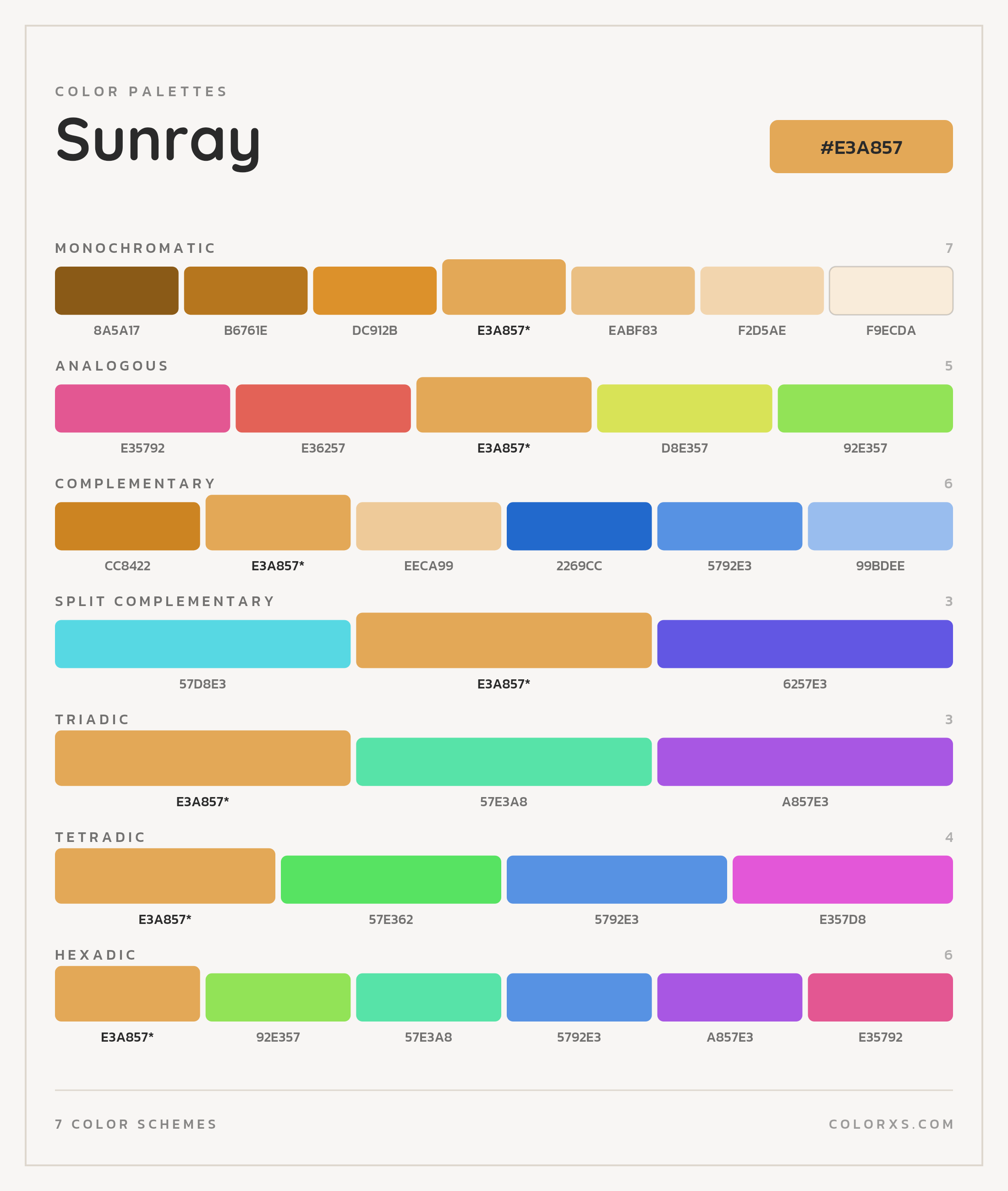 Sunray Color Scheme Palettes