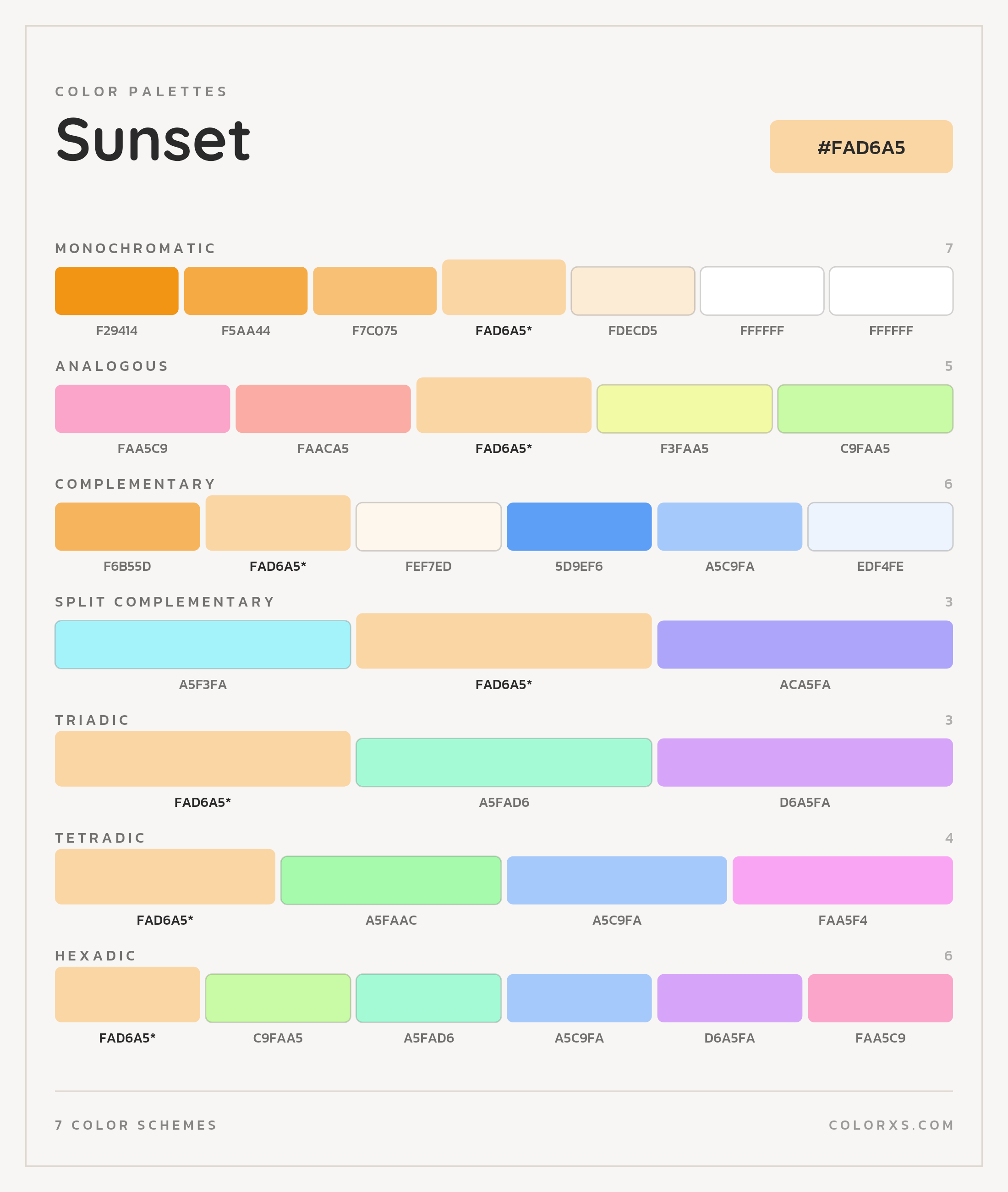 Sunset Color Scheme Palettes