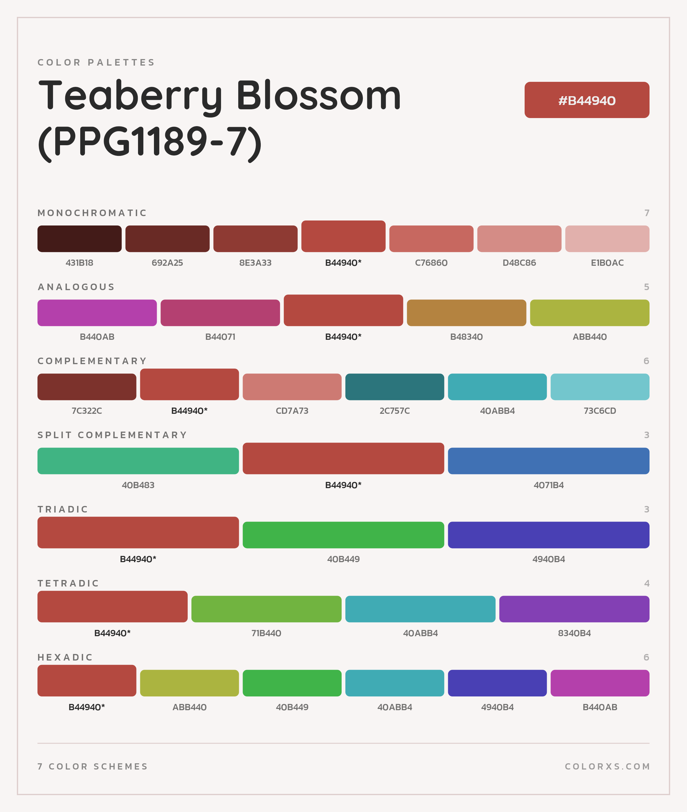 Teaberry Blossom (PPG1189-7) Color Scheme Palettes