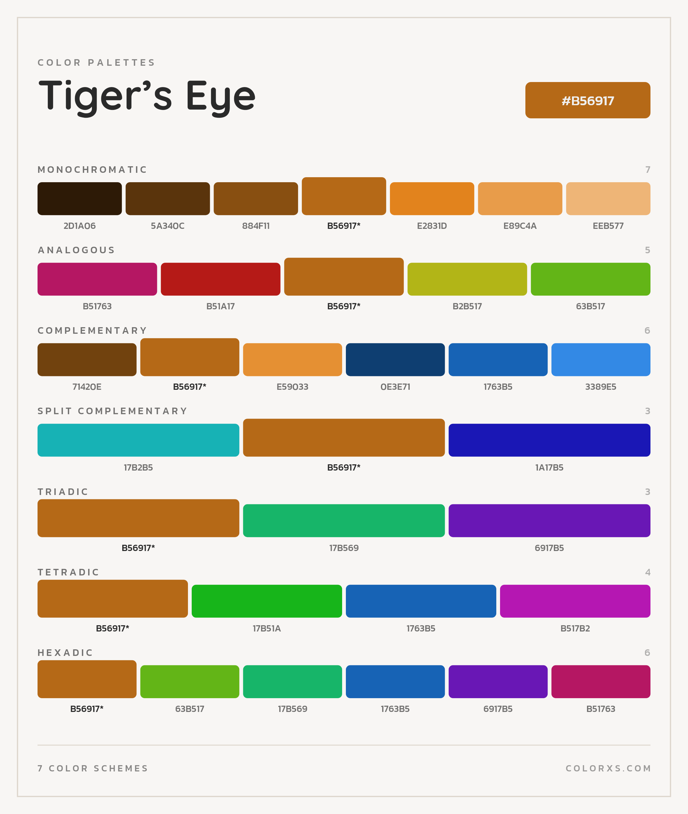 Tiger’s Eye Color Scheme Palettes