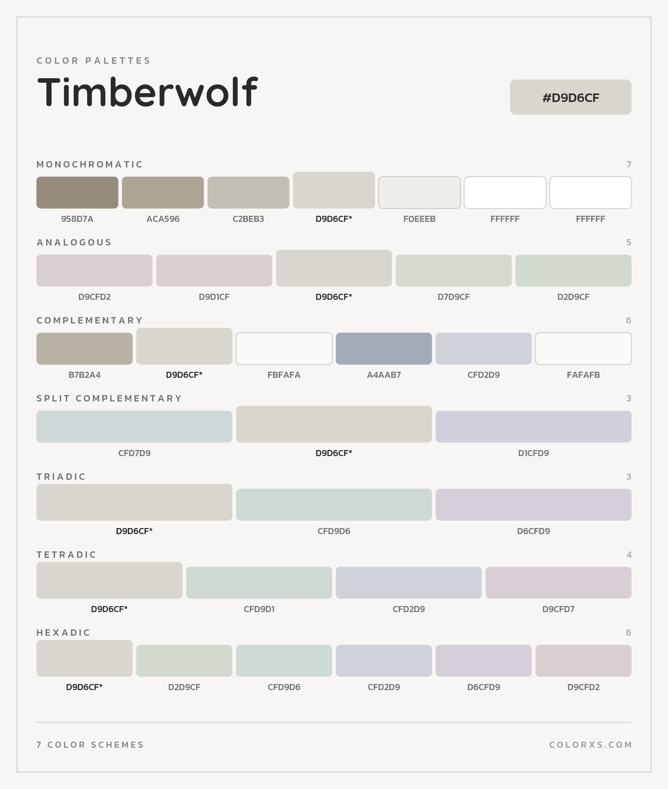 Timberwolf Color Scheme Palettes