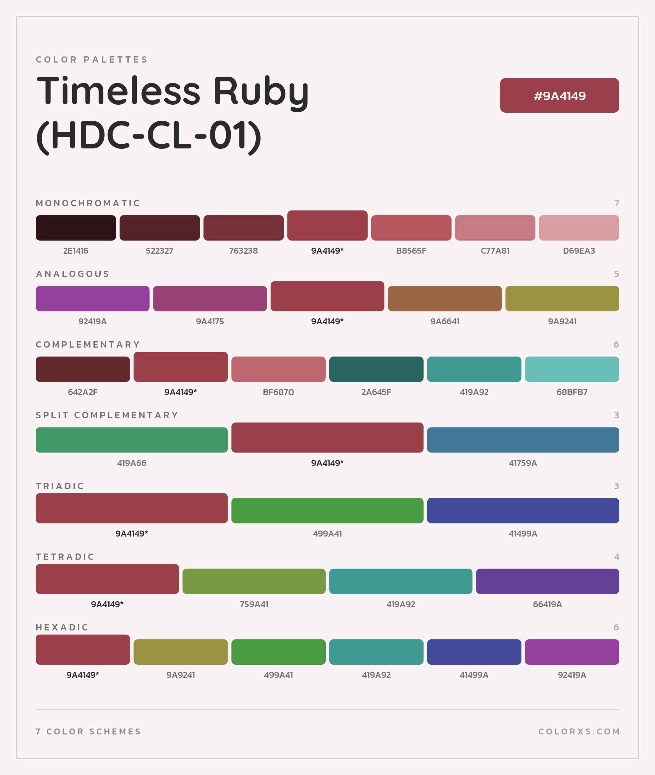 Timeless Ruby (HDC-CL-01) Color Scheme Palettes