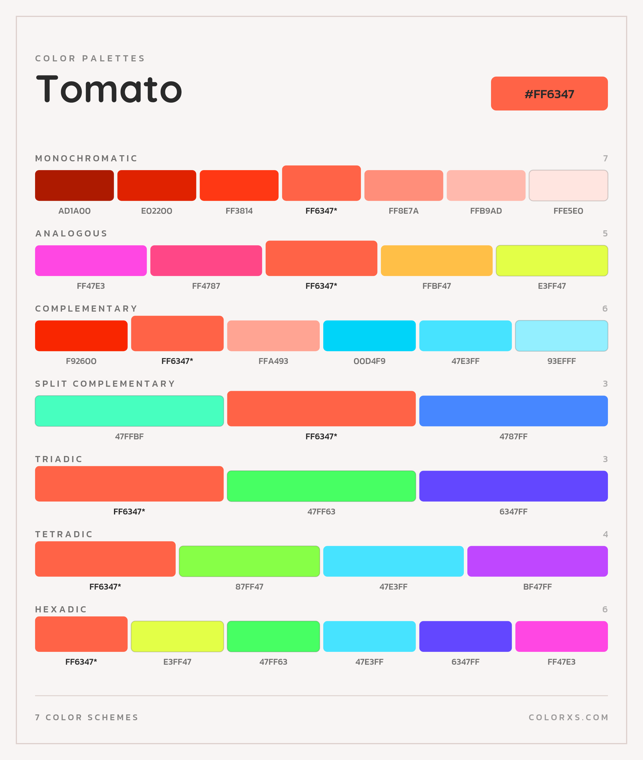 Tomato Color Scheme Palettes