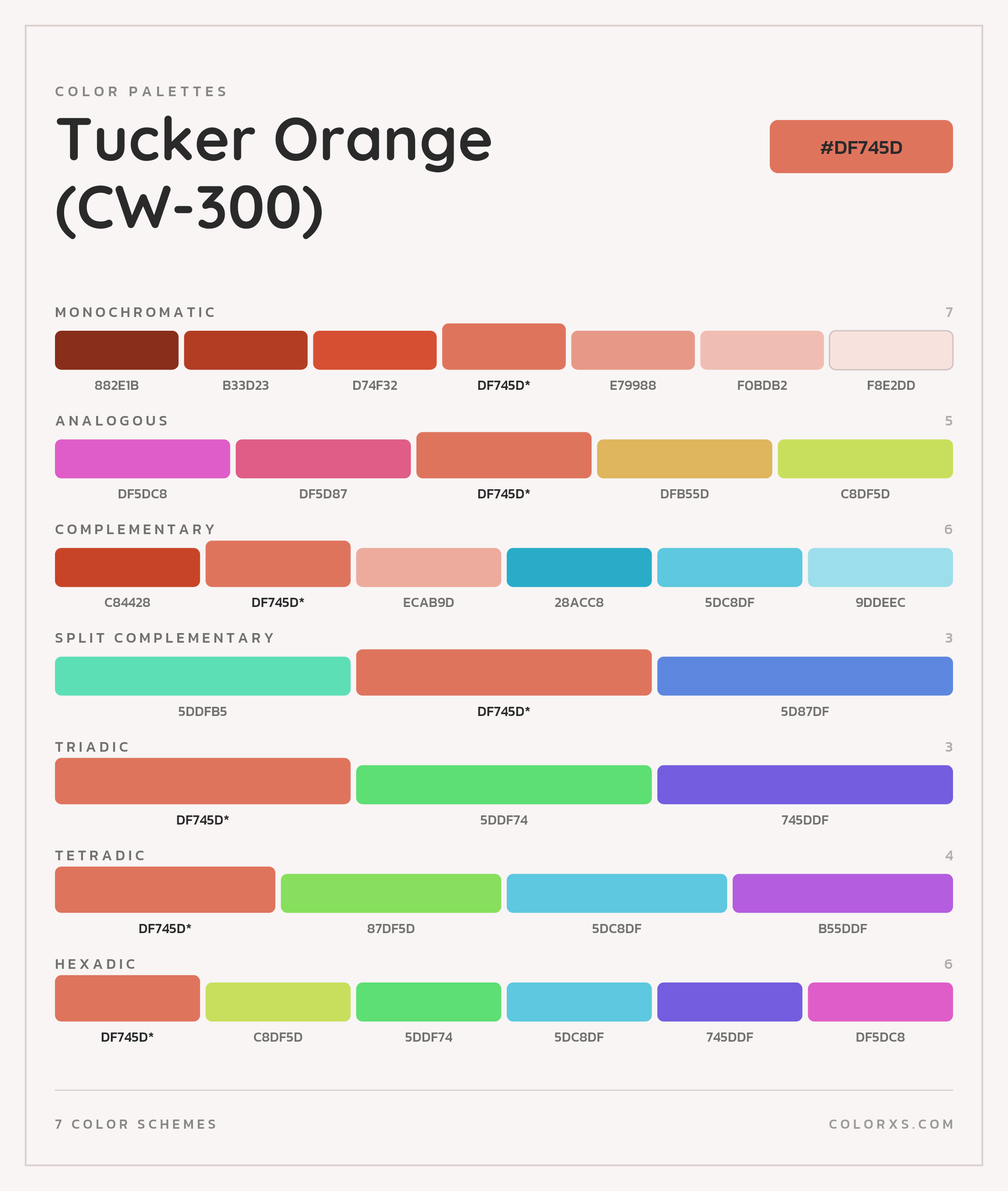 Tucker Orange (CW-300) Color Scheme Palettes