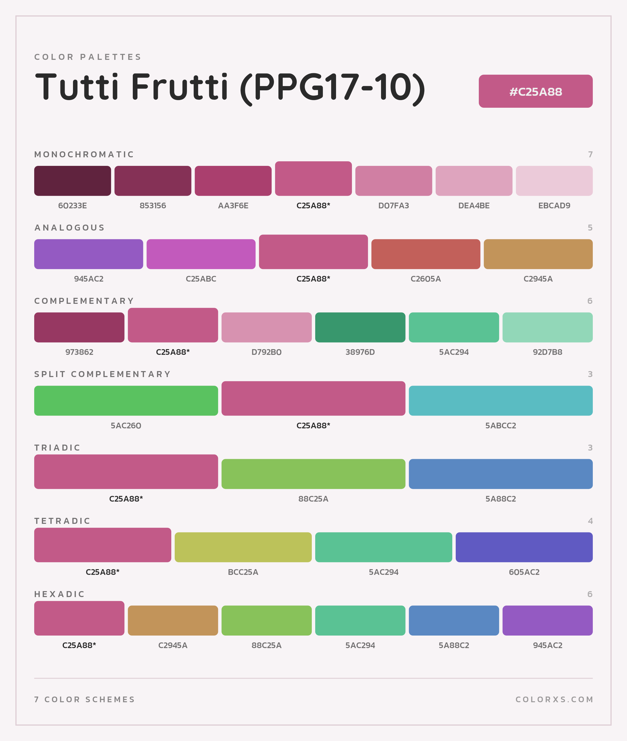 Tutti Frutti (PPG17-10) Color Scheme Palettes