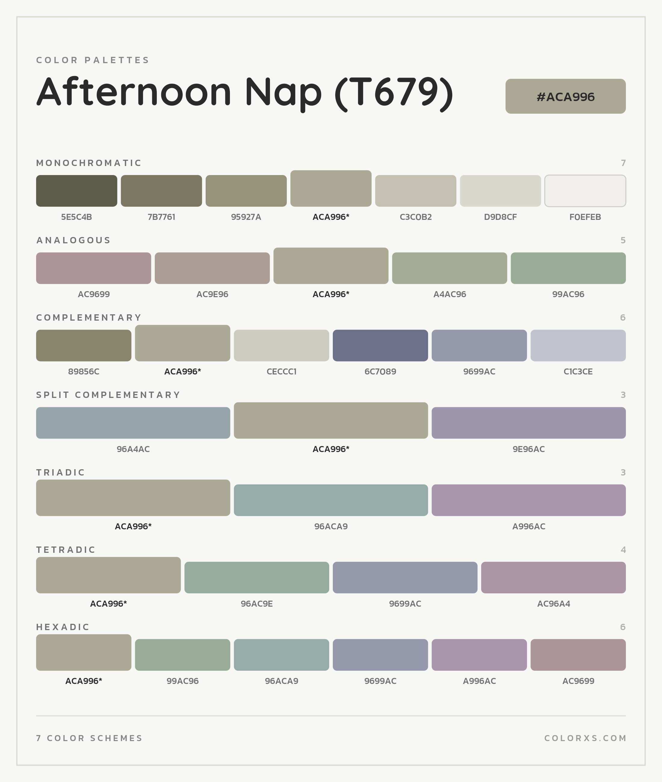 Afternoon Nap (T679) Color Scheme Palettes