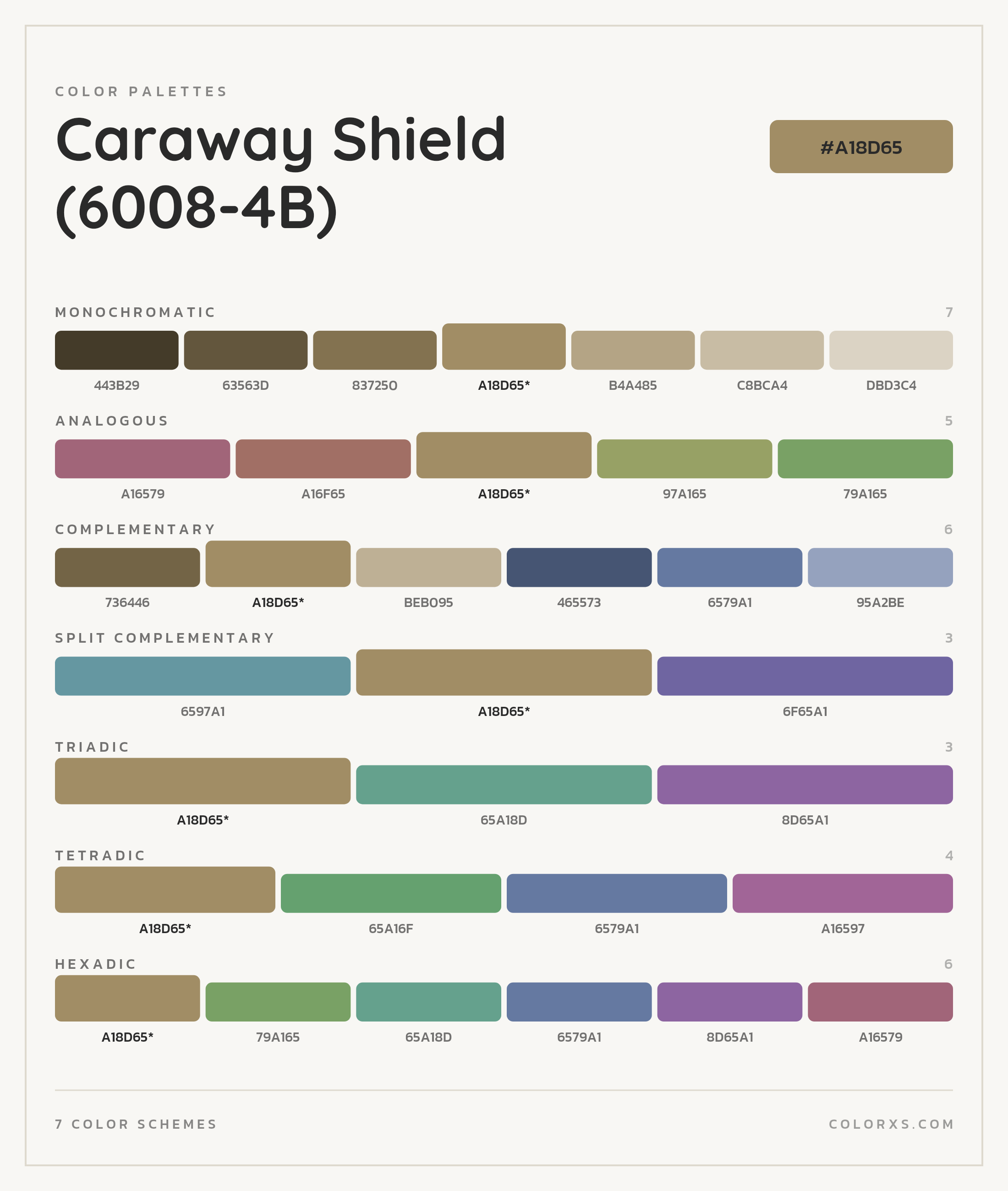 Caraway Shield (6008-4B) Color Scheme Palettes