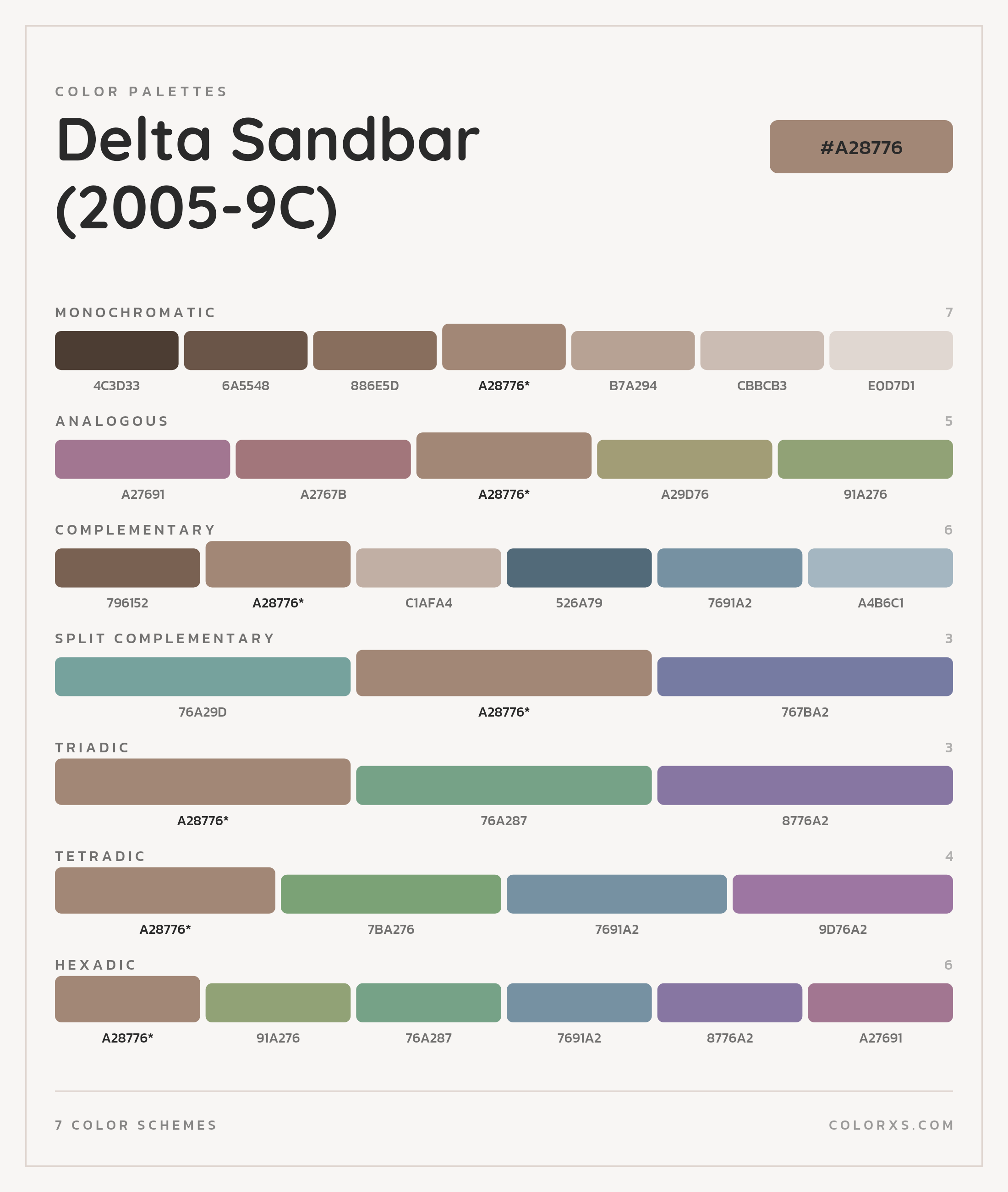 Delta Sandbar (2005-9C) Color Scheme Palettes