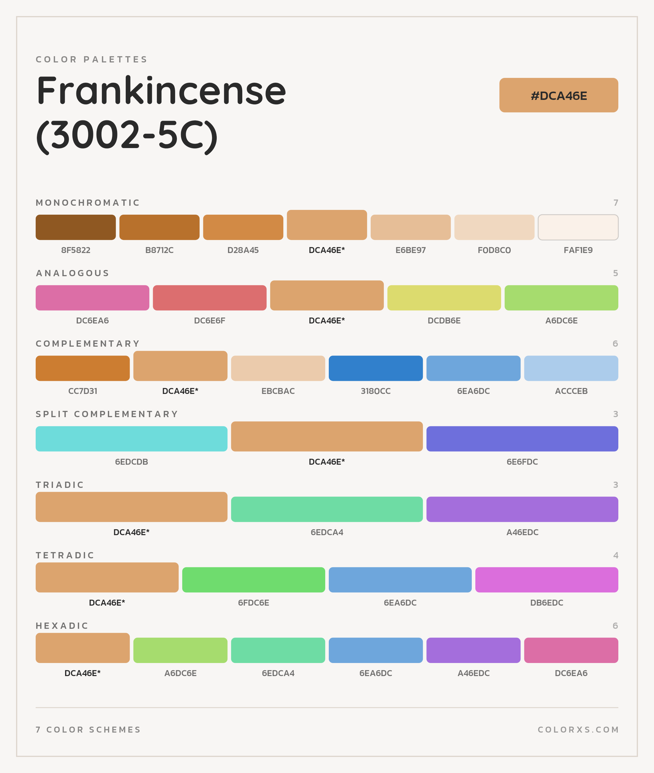 Frankincense (3002-5C) Color Scheme Palettes