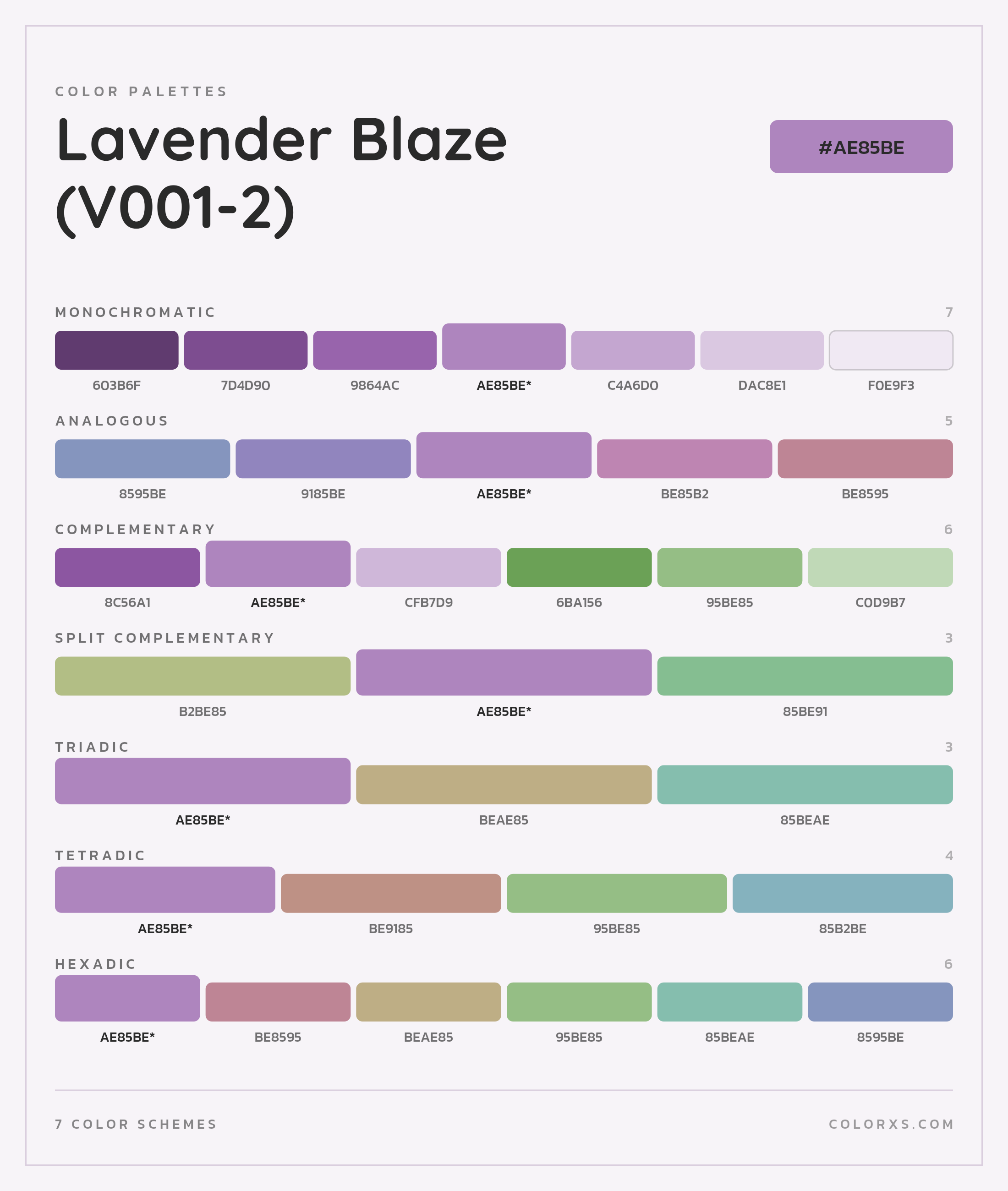Lavender Blaze (V001-2) Color Scheme Palettes