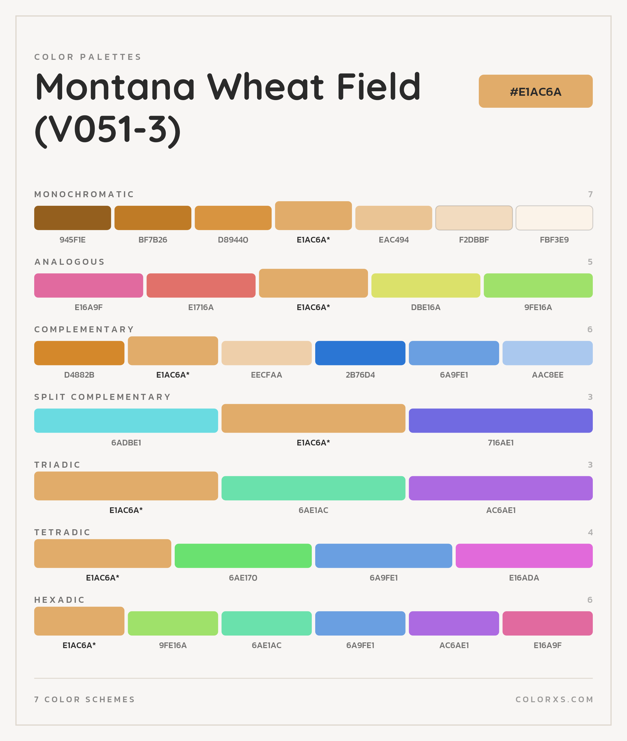 Montana Wheat Field (V051-3) Color Scheme Palettes
