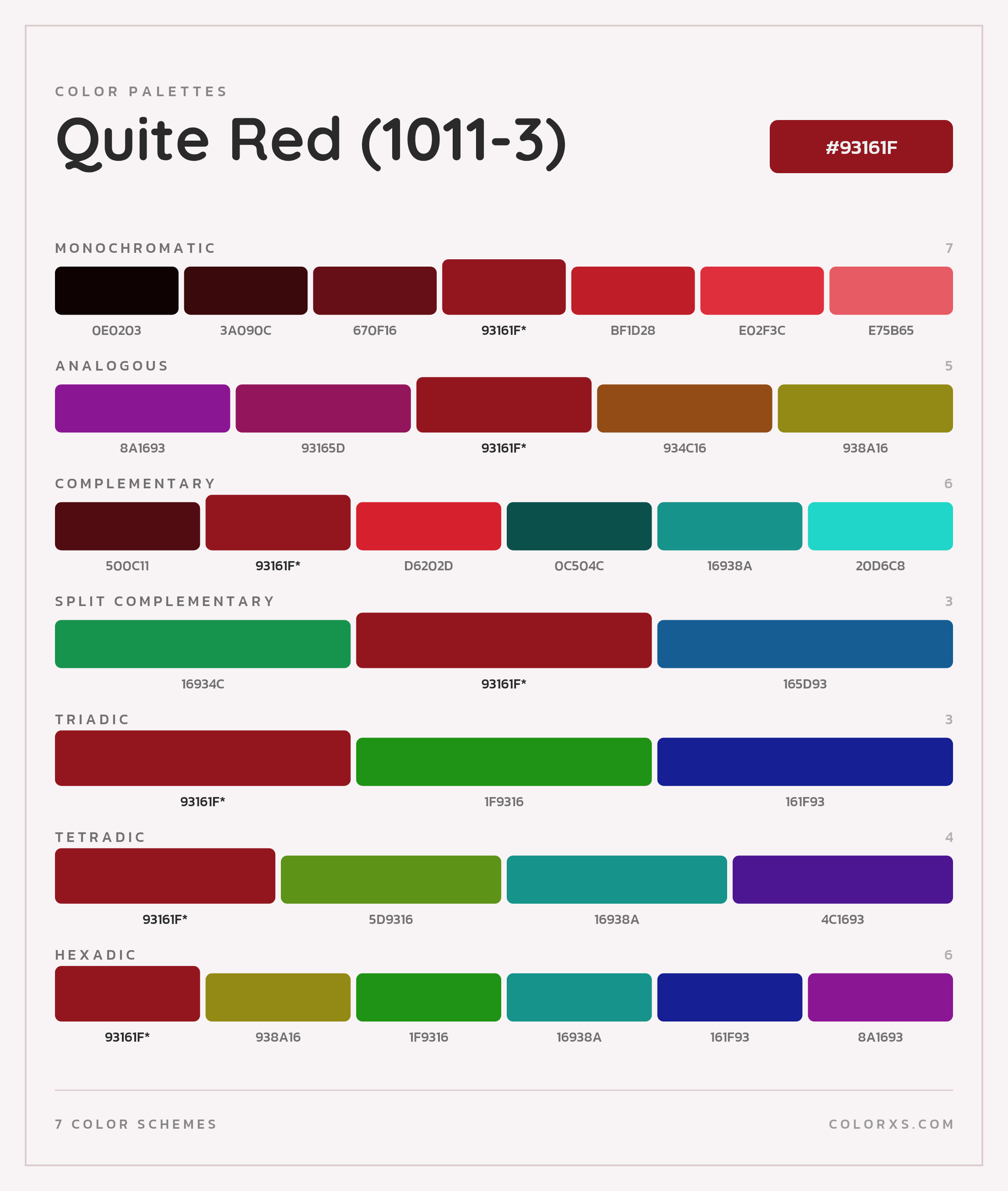 Quite Red (1011-3) Color Scheme Palettes