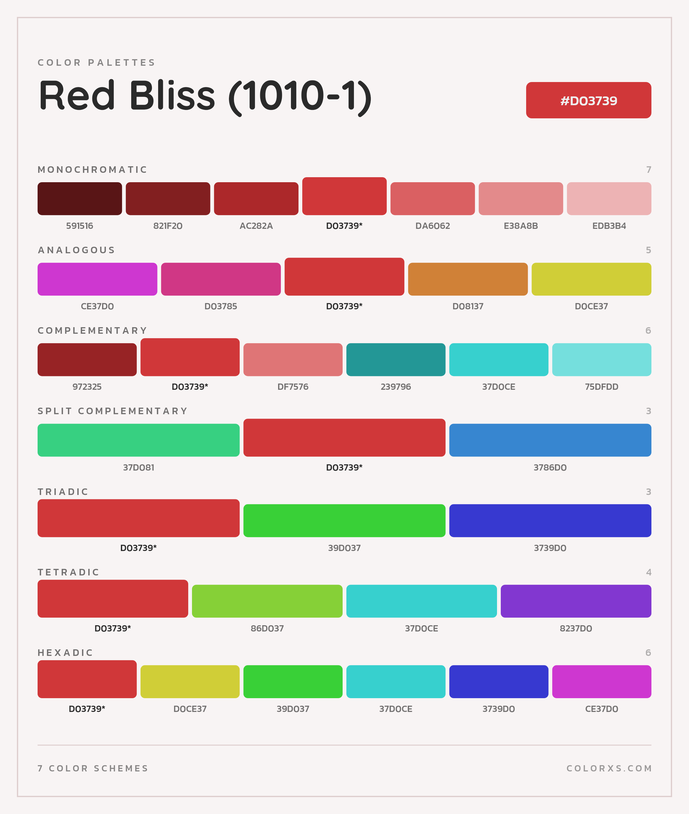 Red Bliss (1010-1) Color Scheme Palettes