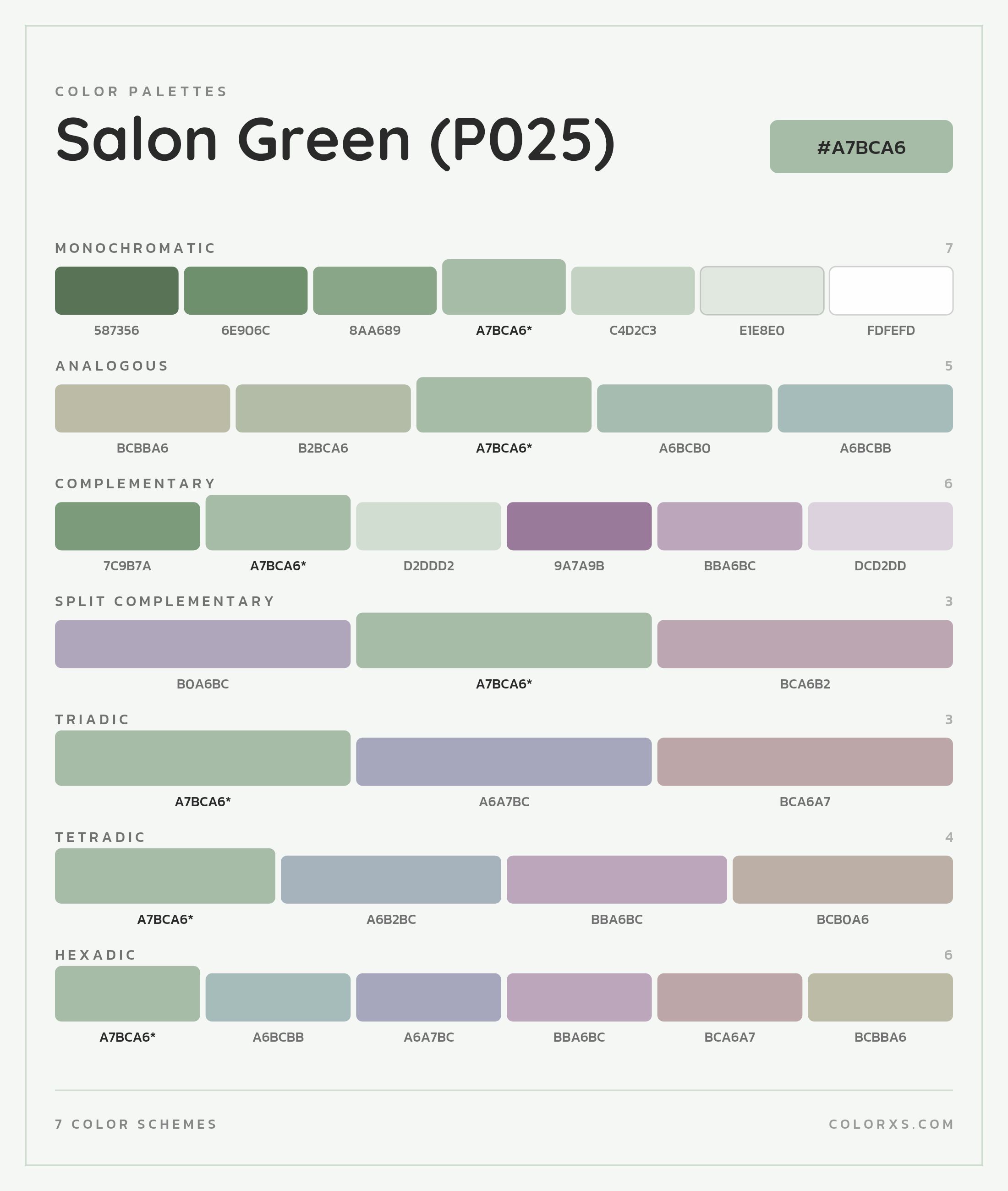 Salon Green (P025) Color Scheme Palettes