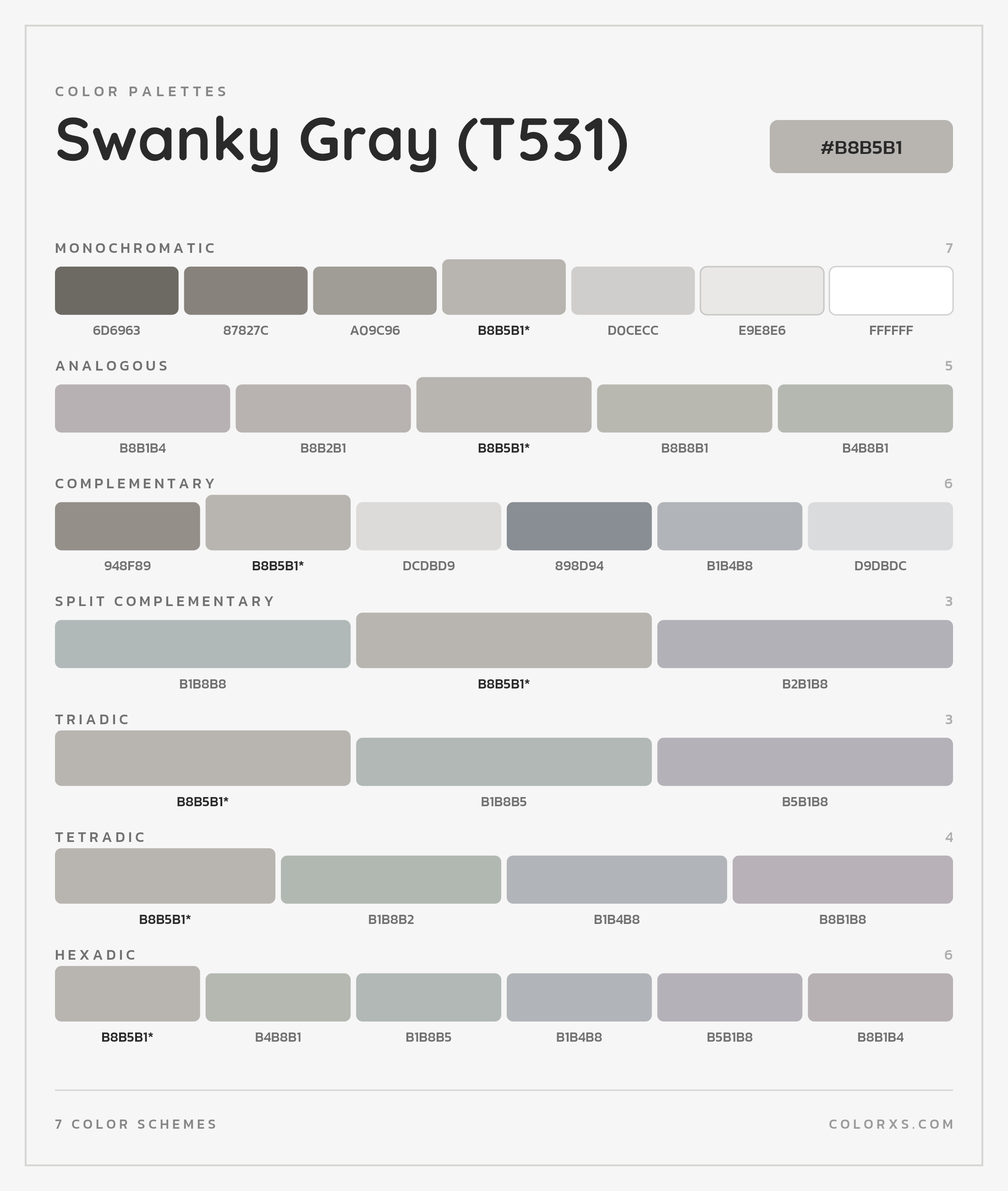 Swanky Gray (T531) Color Scheme Palettes
