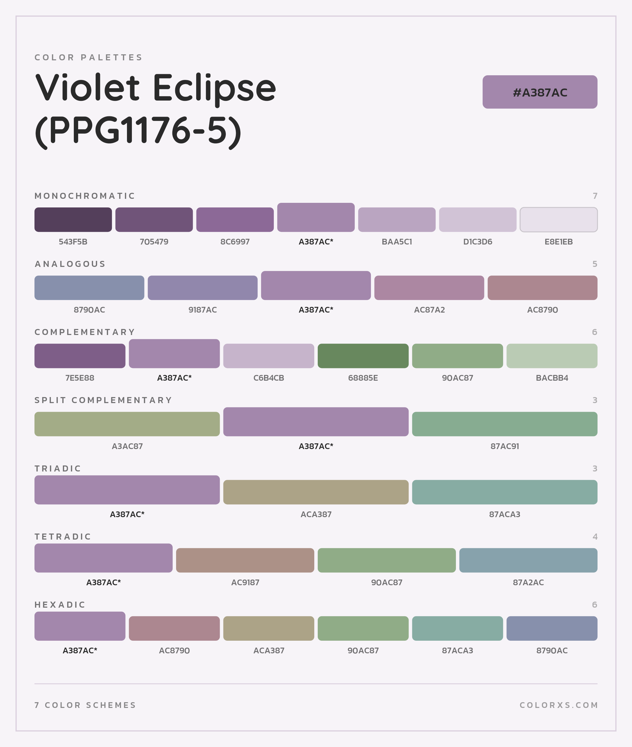 Violet Eclipse (PPG1176-5) Color Scheme Palettes