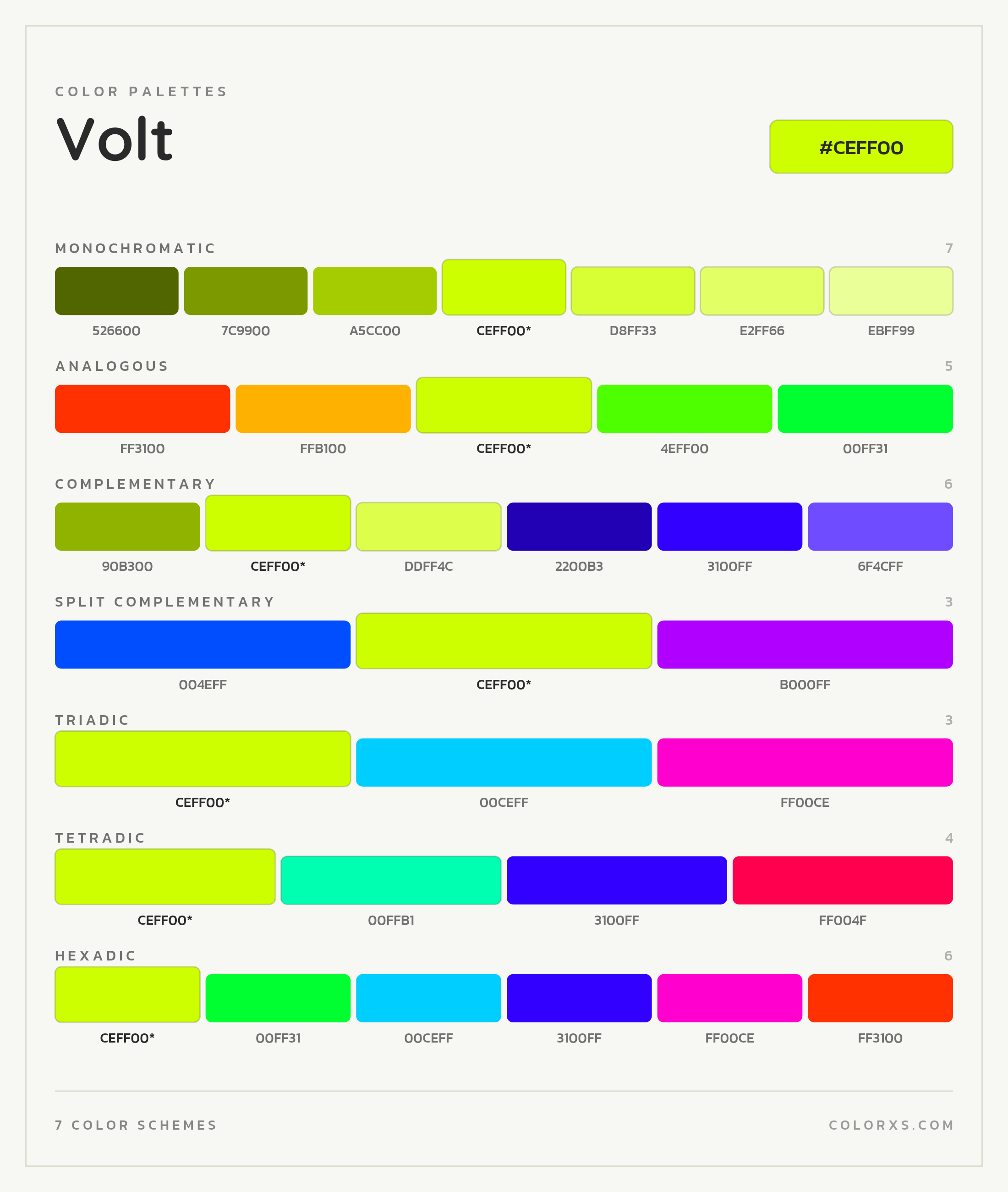 Volt Color Scheme Palettes