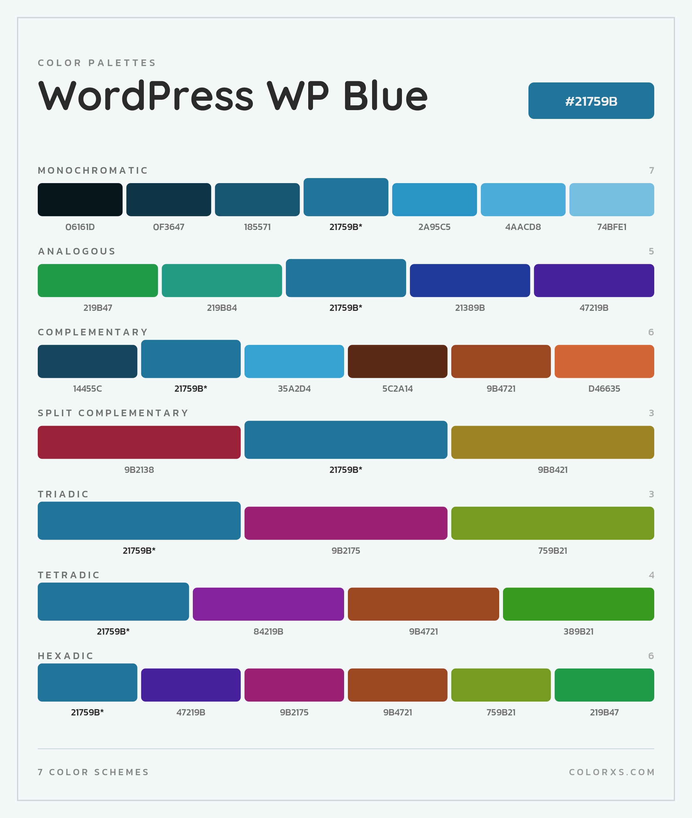 WordPress WP Blue Color Scheme Palettes