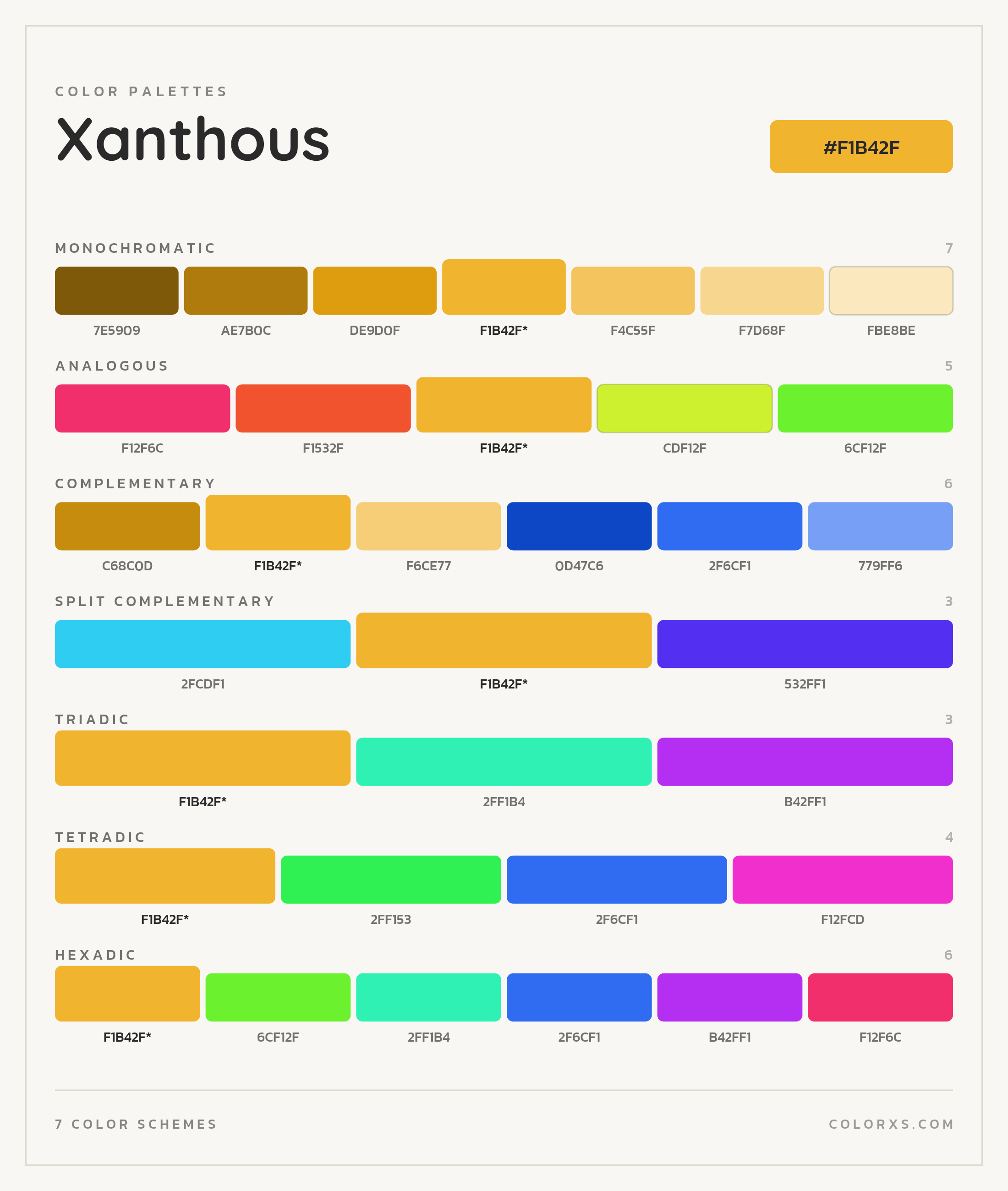 Xanthous Color Scheme Palettes