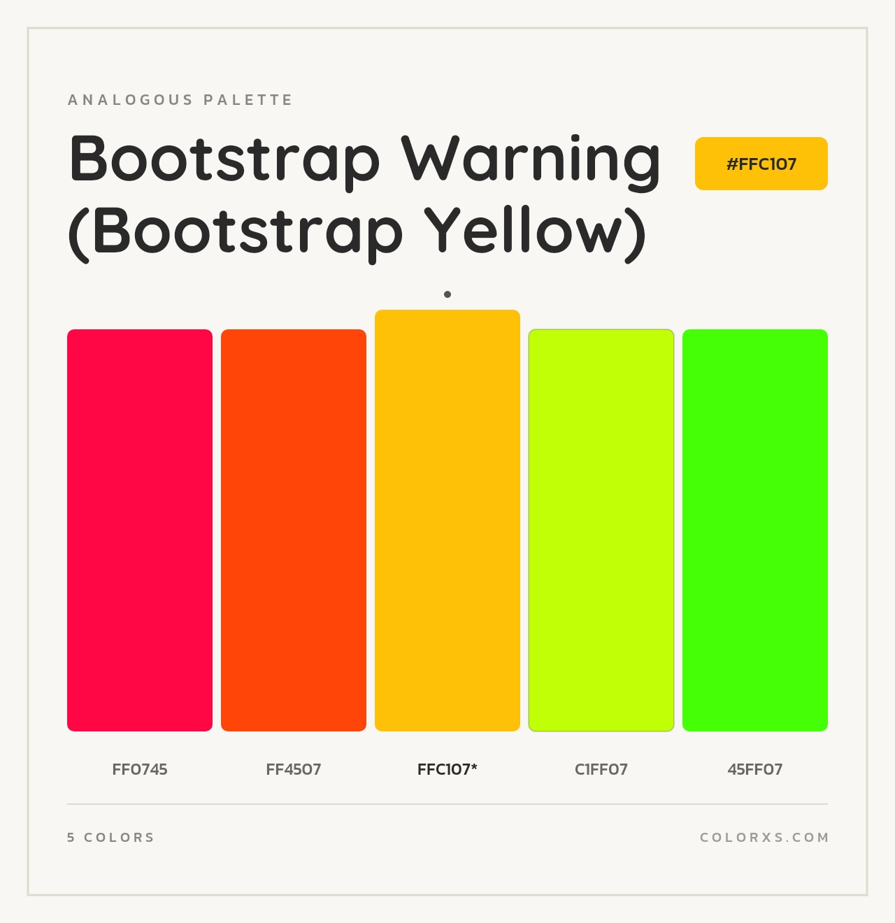 Bootstrap Warning (Bootstrap Yellow) - Analogous Color Palette