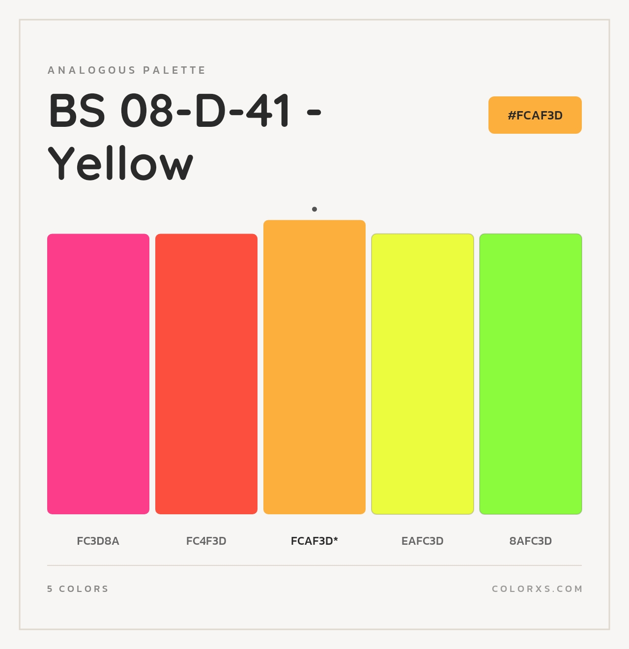 BS 08-D-41 - Yellow - Analogous Color Palette