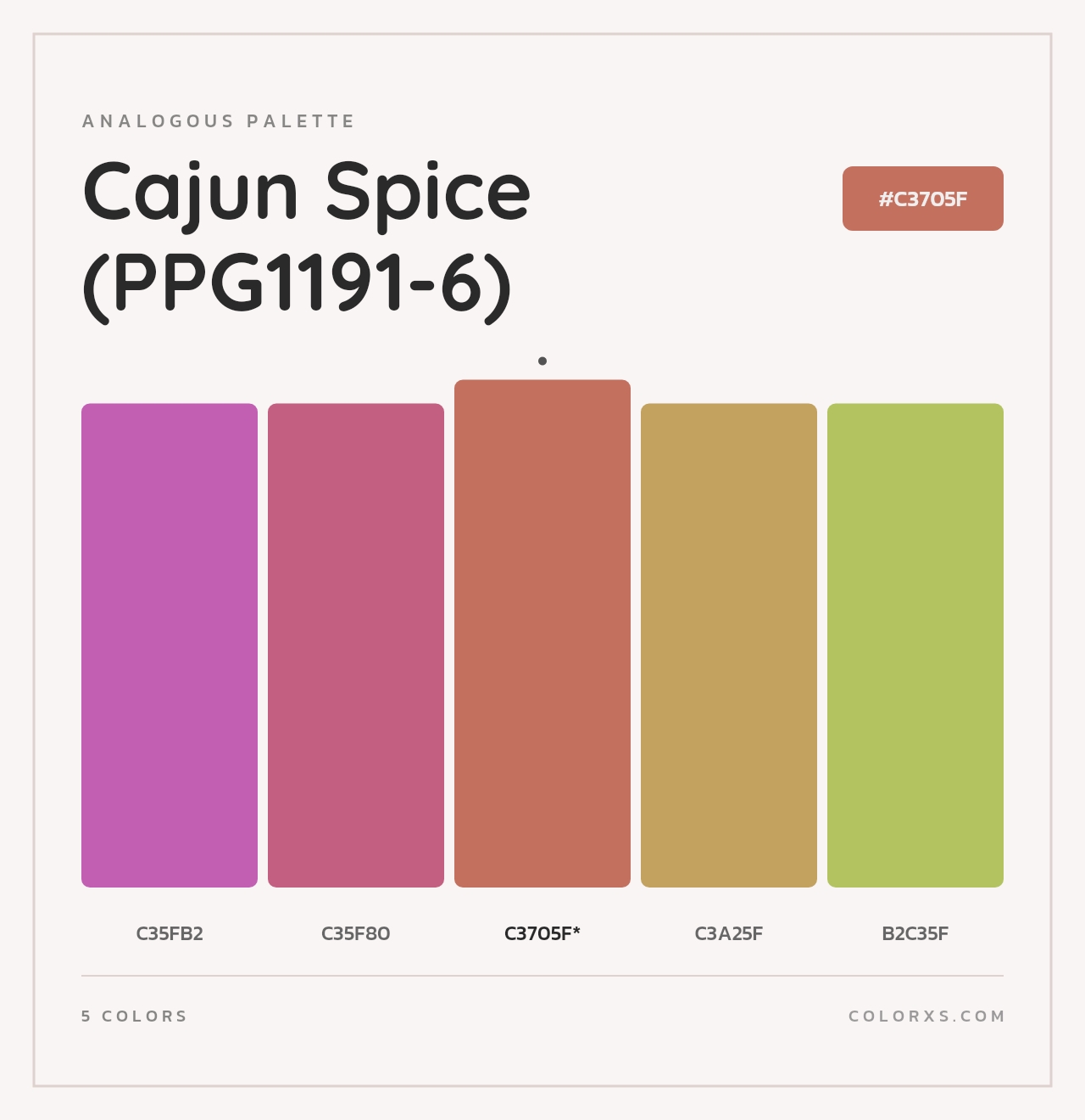 Cajun Spice (PPG1191-6) - Analogous Color Palette