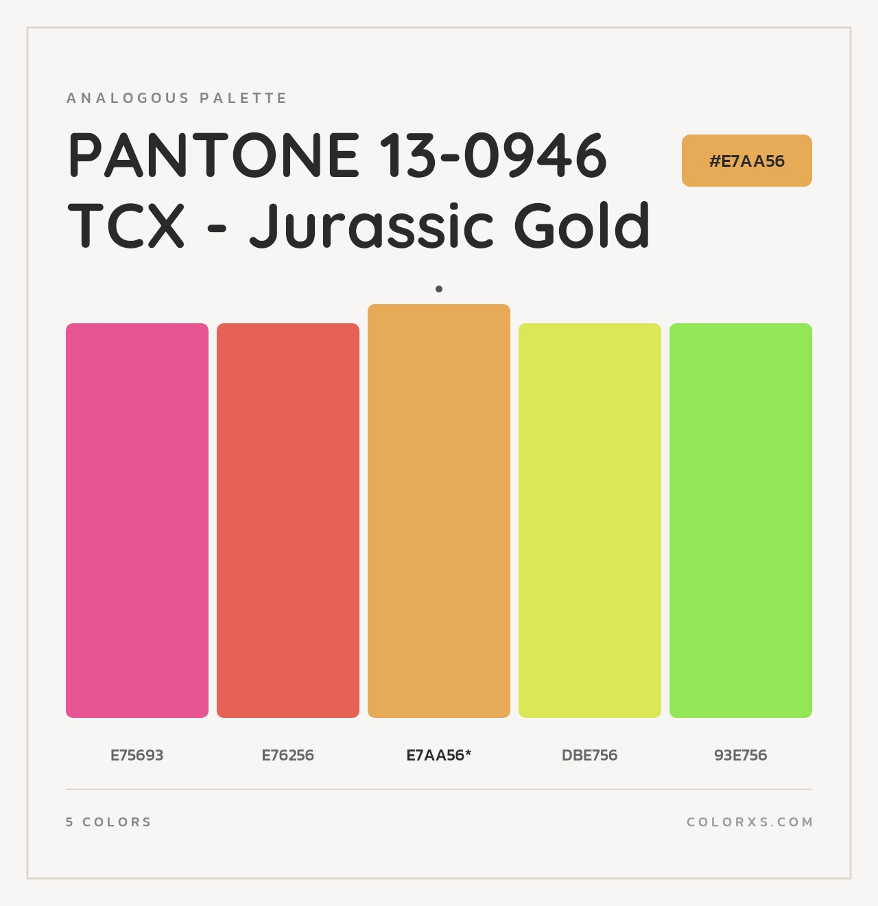 PANTONE 13-0946 TCX - Jurassic Gold - Analogous Color Palette